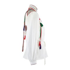 1970er Jeff Banks Baumwollhemd mit Patchwork-Applikationen