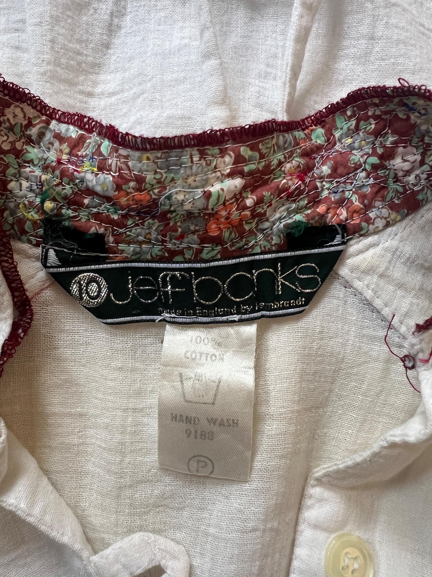 Women's 1970s Jeff Banks Cotton Shirt with Patchwork Appliqué For Sale