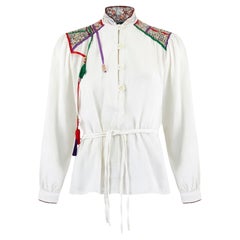 Camicia in cotone Jeff Banks degli anni '70 con applicazioni patchwork