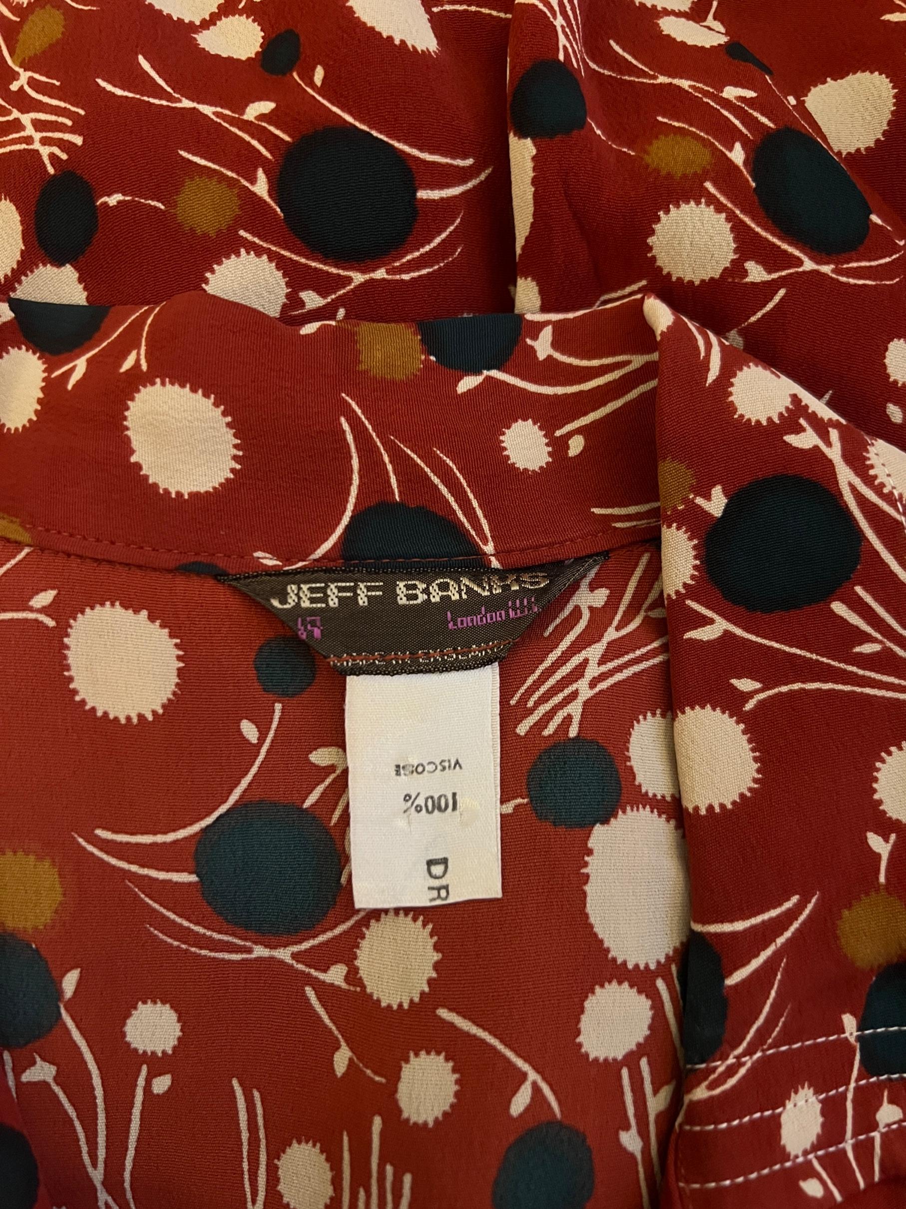 Donna Abito Shirtwaister stampato anni '70 di Jeff Banks per Clobber Russet in vendita