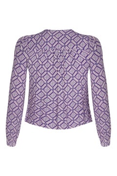 1970s Jeff Banks Geometric Purple Blouse