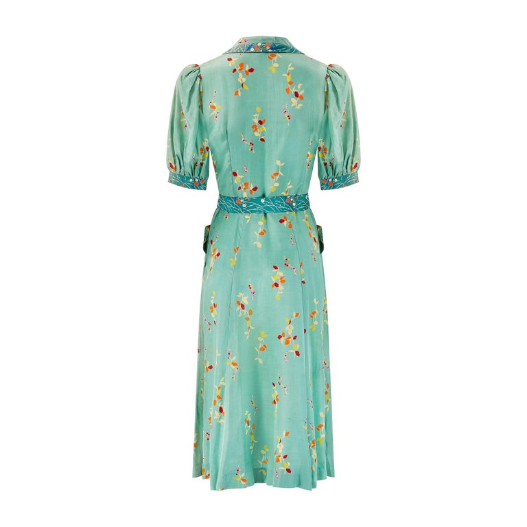 1970s Jeff Banks Seafoam Green Dress with Floral Print For Sale at 1stDibs  | jeff banks dress