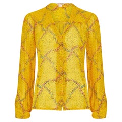 Camicia in crêpe giallo sole di Jeff Banks degli anni '70