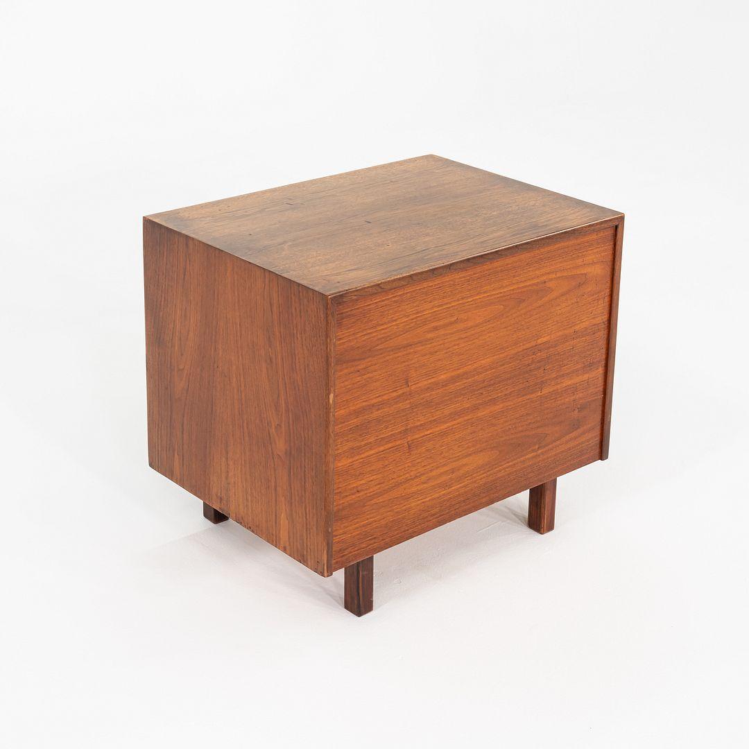 Brass 1970s Jens Risom Design 27 inch Cabinet / Nightstand in Walnut For Sale