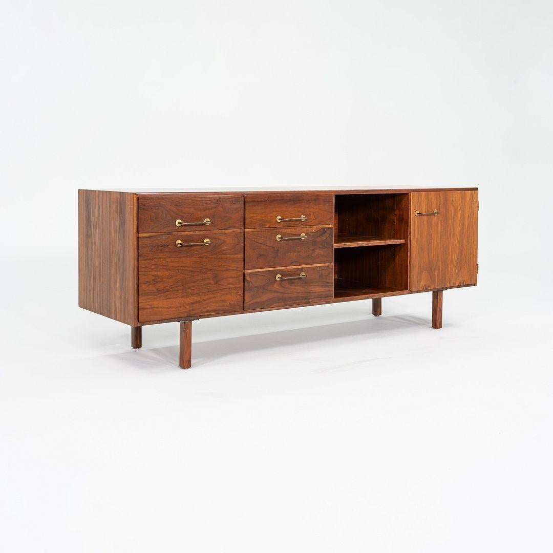 Modern 1970s Jens Risom Designs 72 inch Credenza / Cabinet in Walnut For Sale