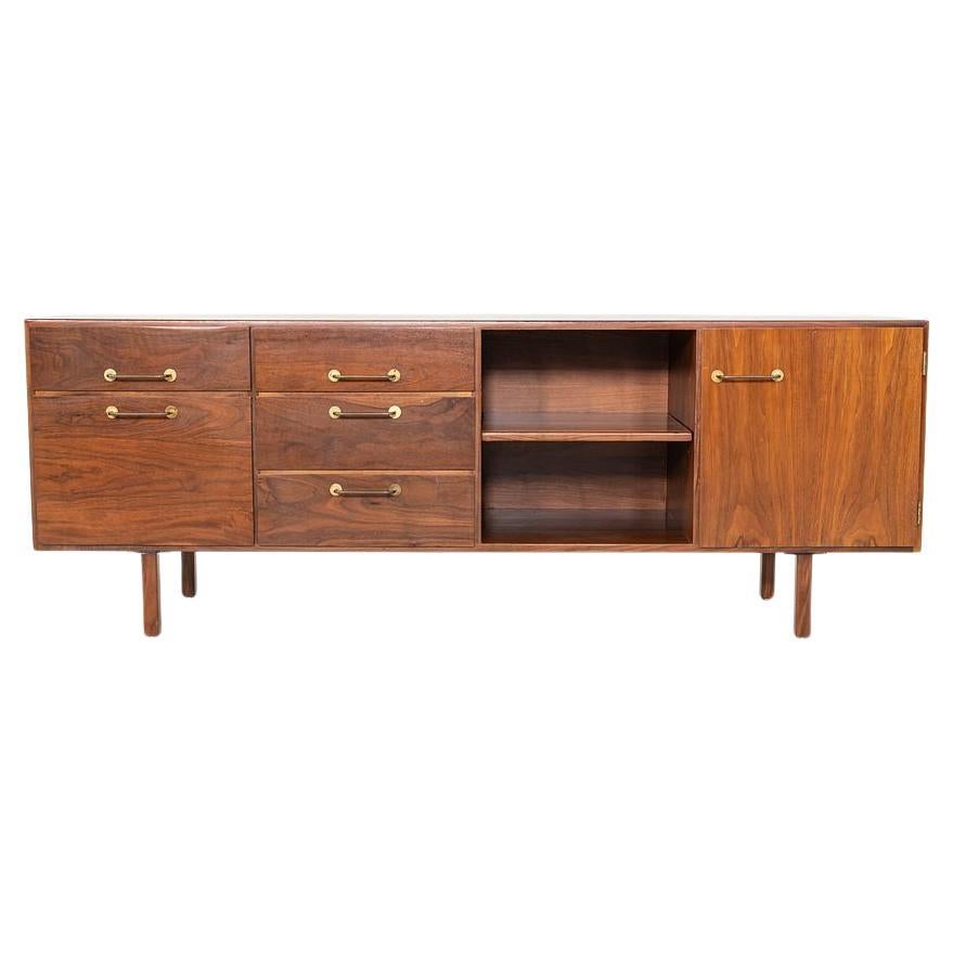 1970s Jens Risom Designs 72 inch Credenza / Cabinet in Walnut For Sale