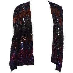 Vintage 1970S Jeweltone Sequined Polyester Disco Jacket