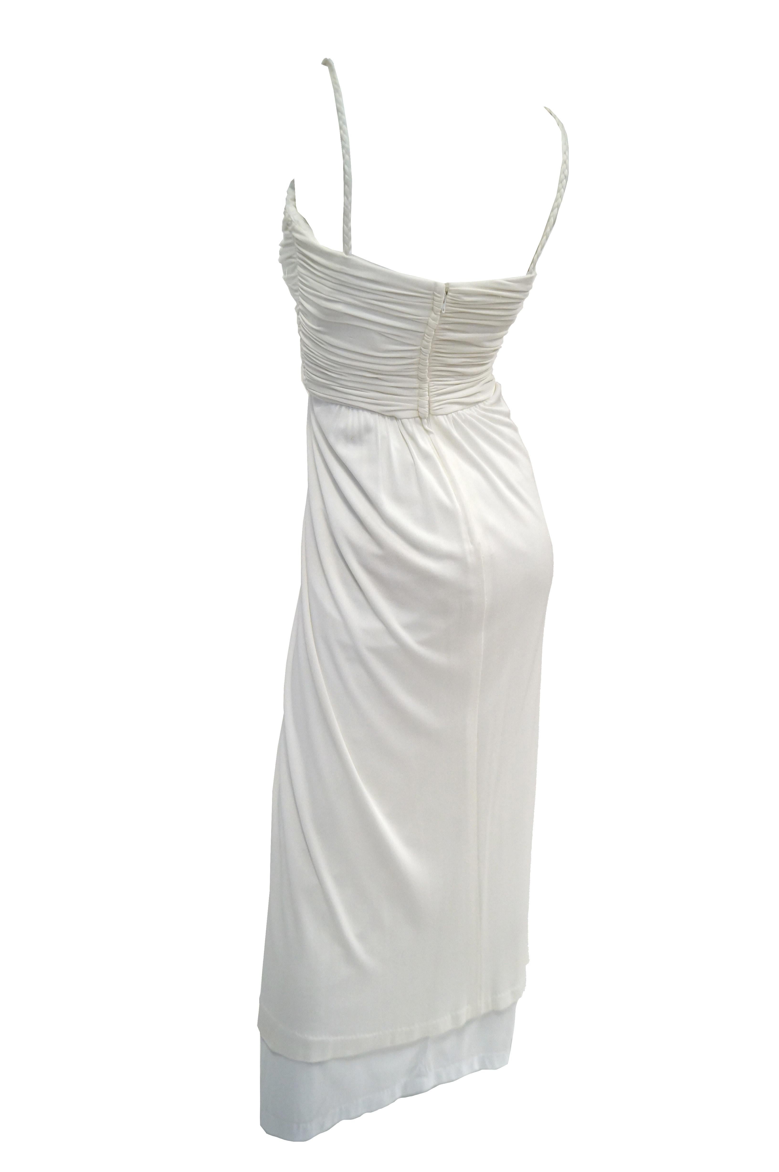 1970s Jill Richards White Knit Grecian Gown with Feather Trim Shawl at ...