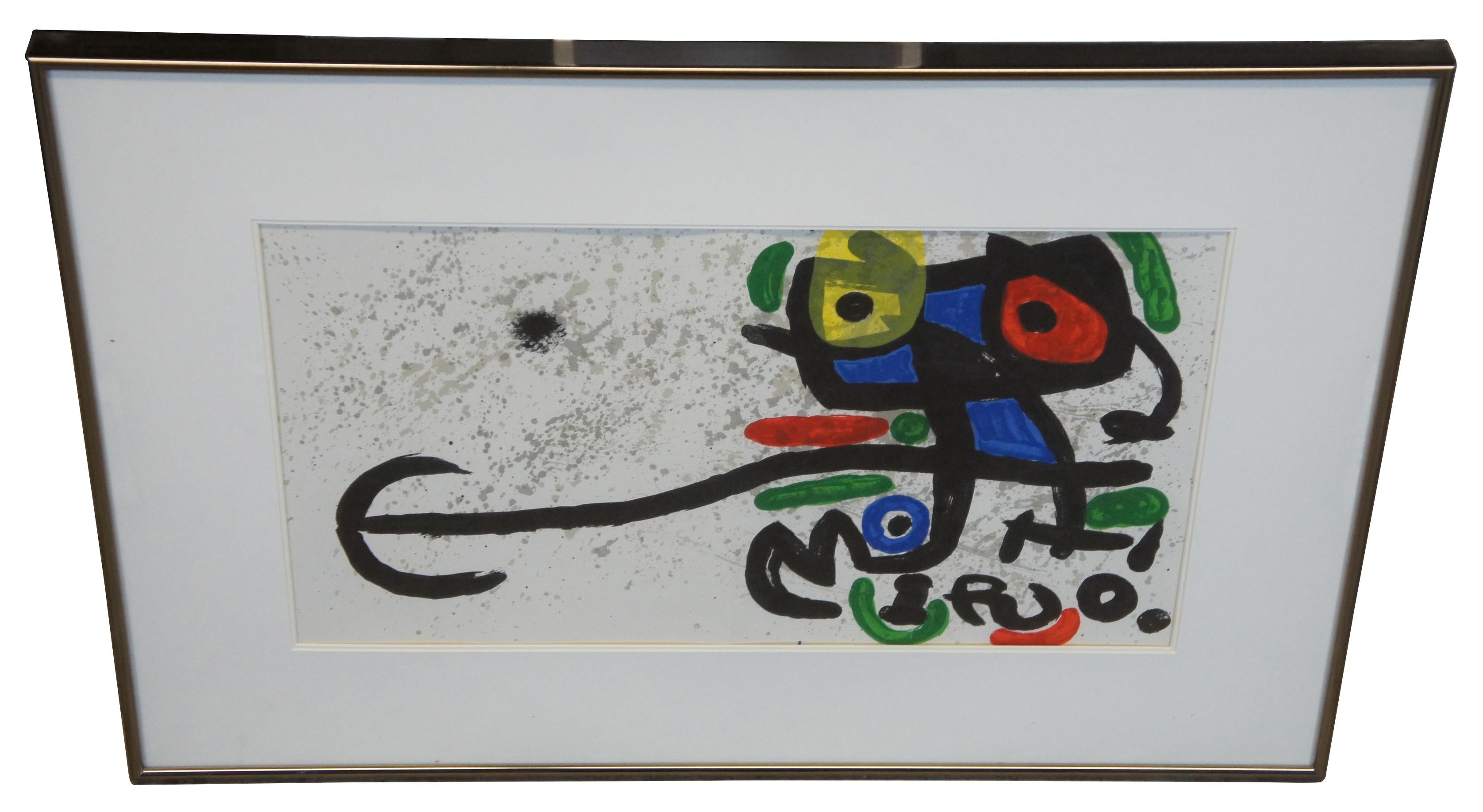 Expressionniste Lithographie abstraite Joan Miro encadrée Hibou abstrait, MCM COA, années 1970 en vente