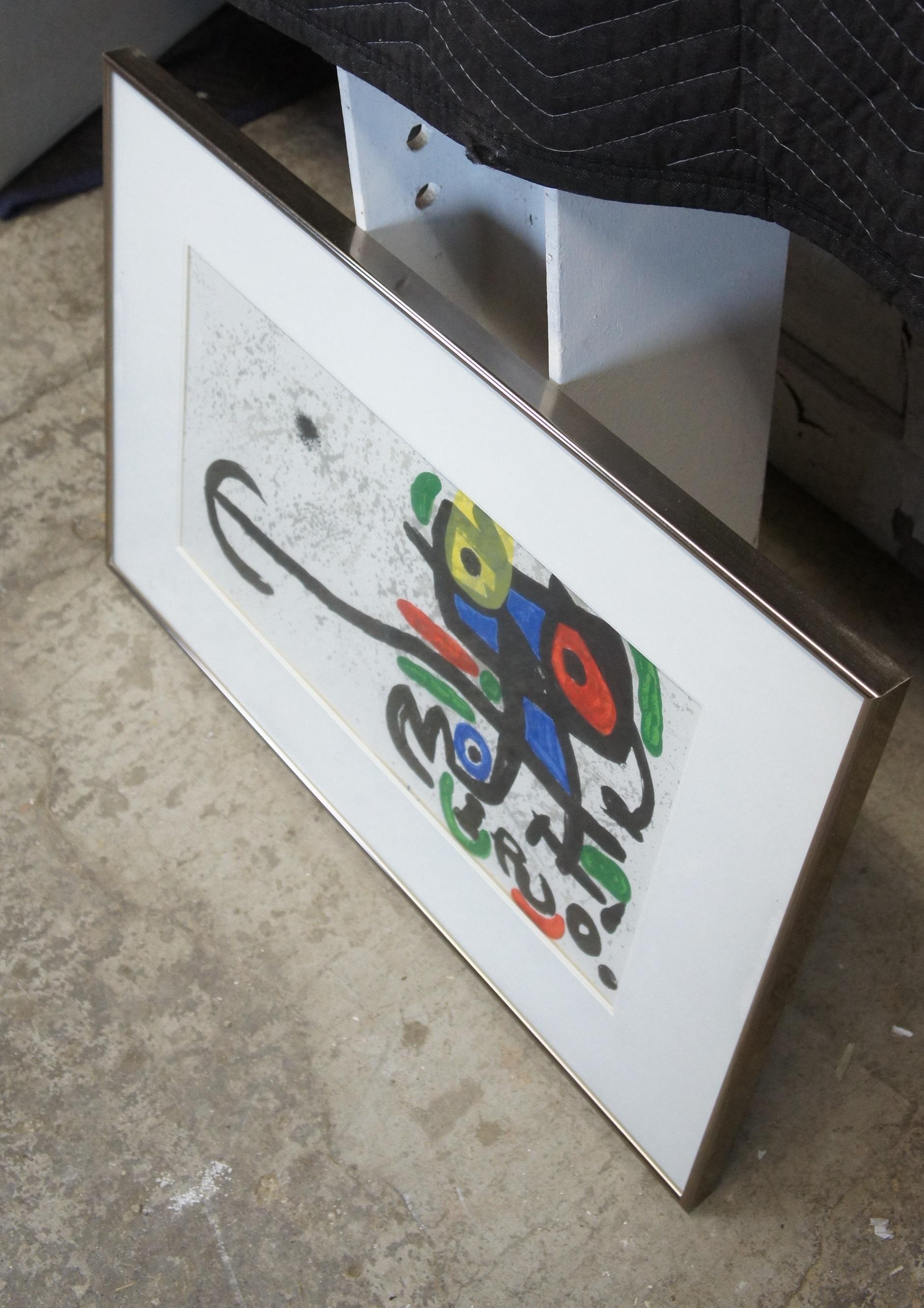 1970s Joan Miro Resumen Búho Litografía MCM COA Papel