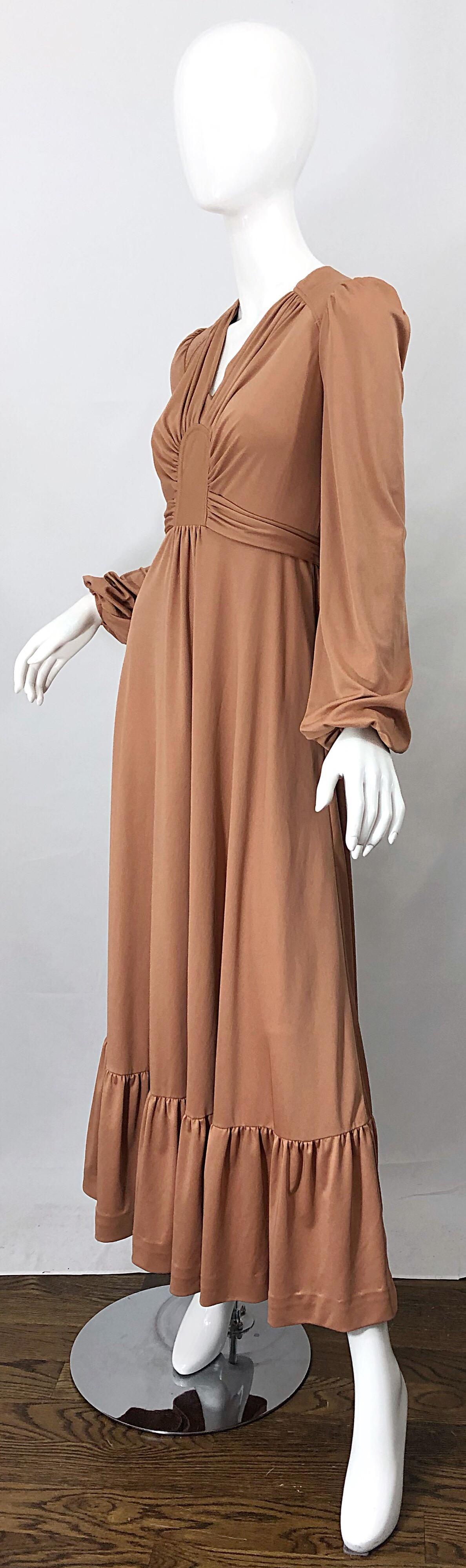 long sleeve tan dress