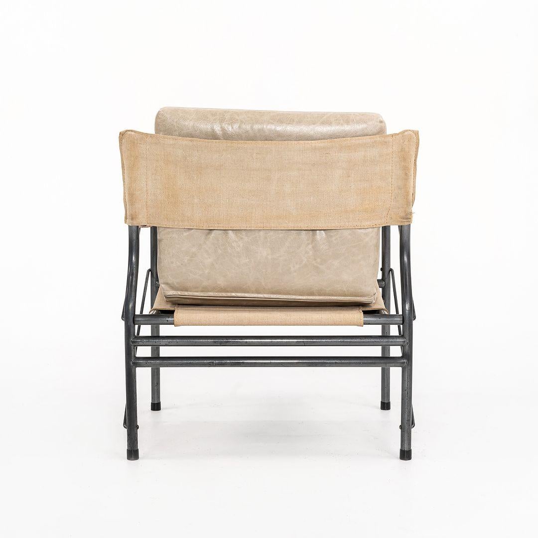Silla Safari Plegable Joe Colombo 907 de los años 70 en lino, cuero, madera y acero Moderno en venta