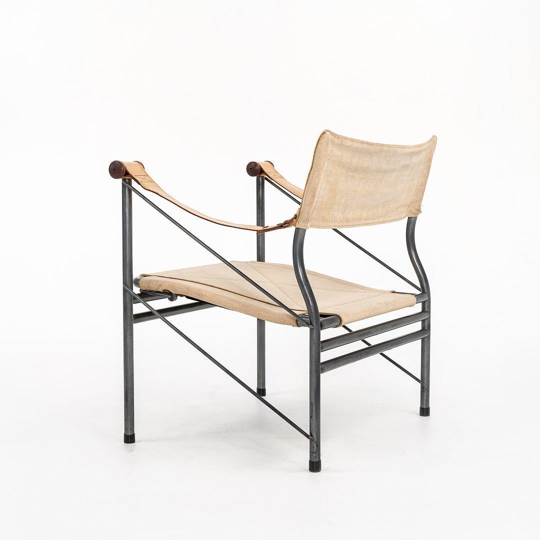 Silla Safari Plegable Joe Colombo 907 de los años 70 en lino, cuero, madera y acero Italiano en venta