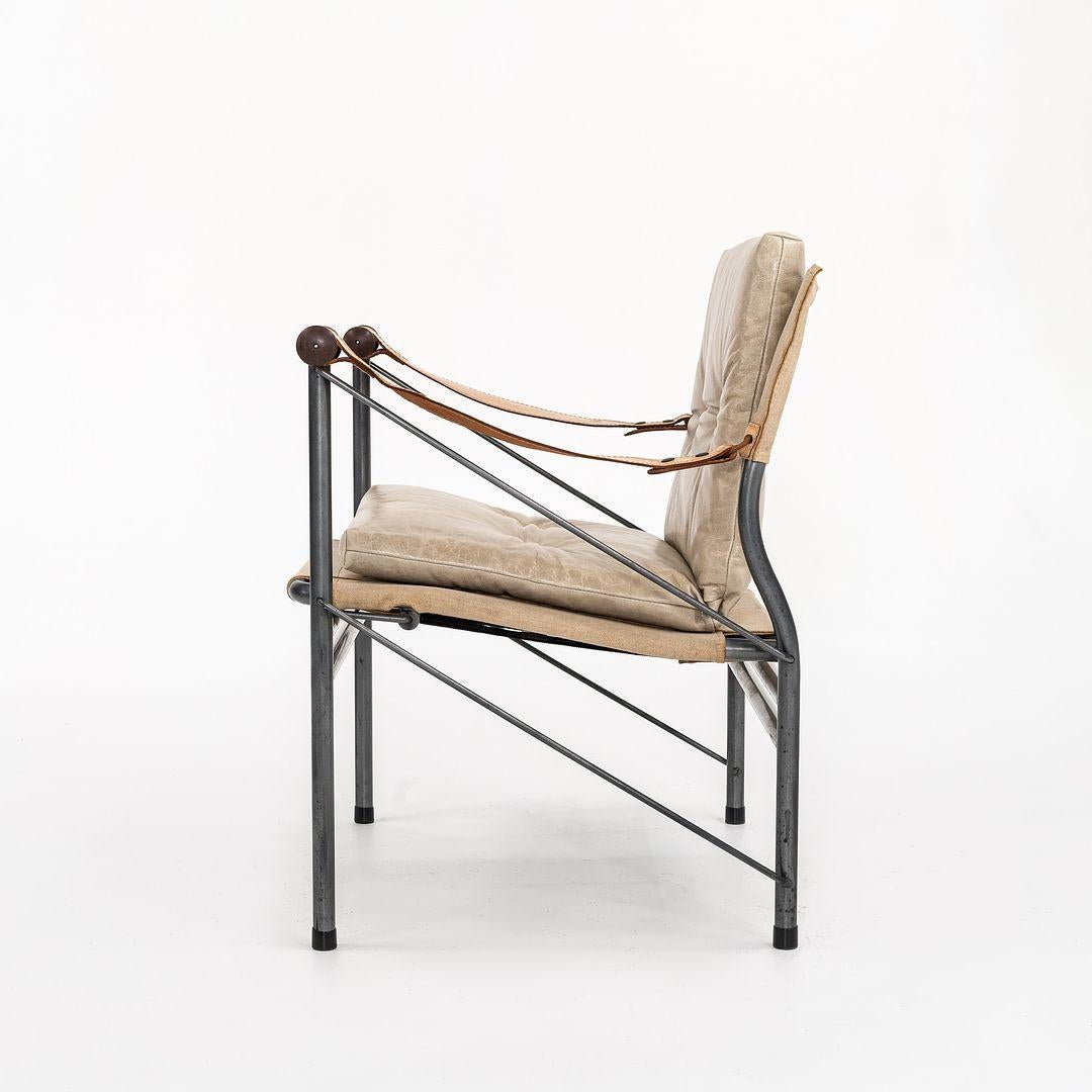 Silla Safari Plegable Joe Colombo 907 de los años 70 en lino, cuero, madera y acero finales del siglo XX en venta