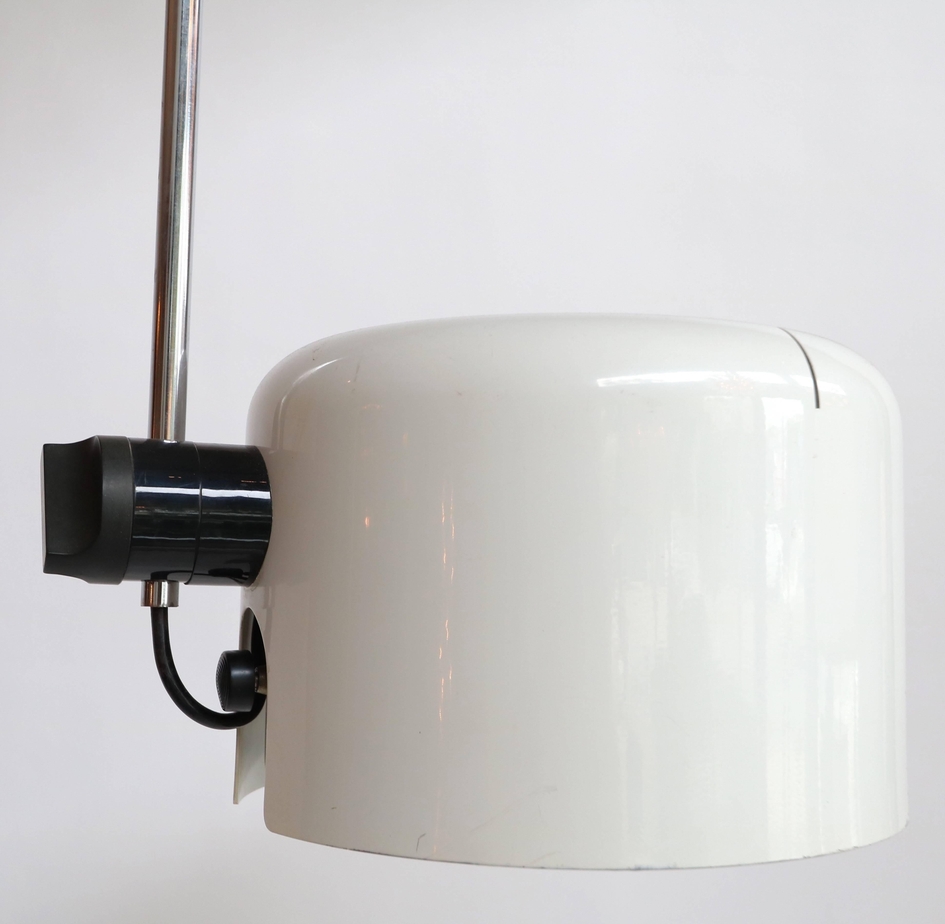 Italian Joe Colombo White Metal Floor Lamp with Arched Shade, 1970s