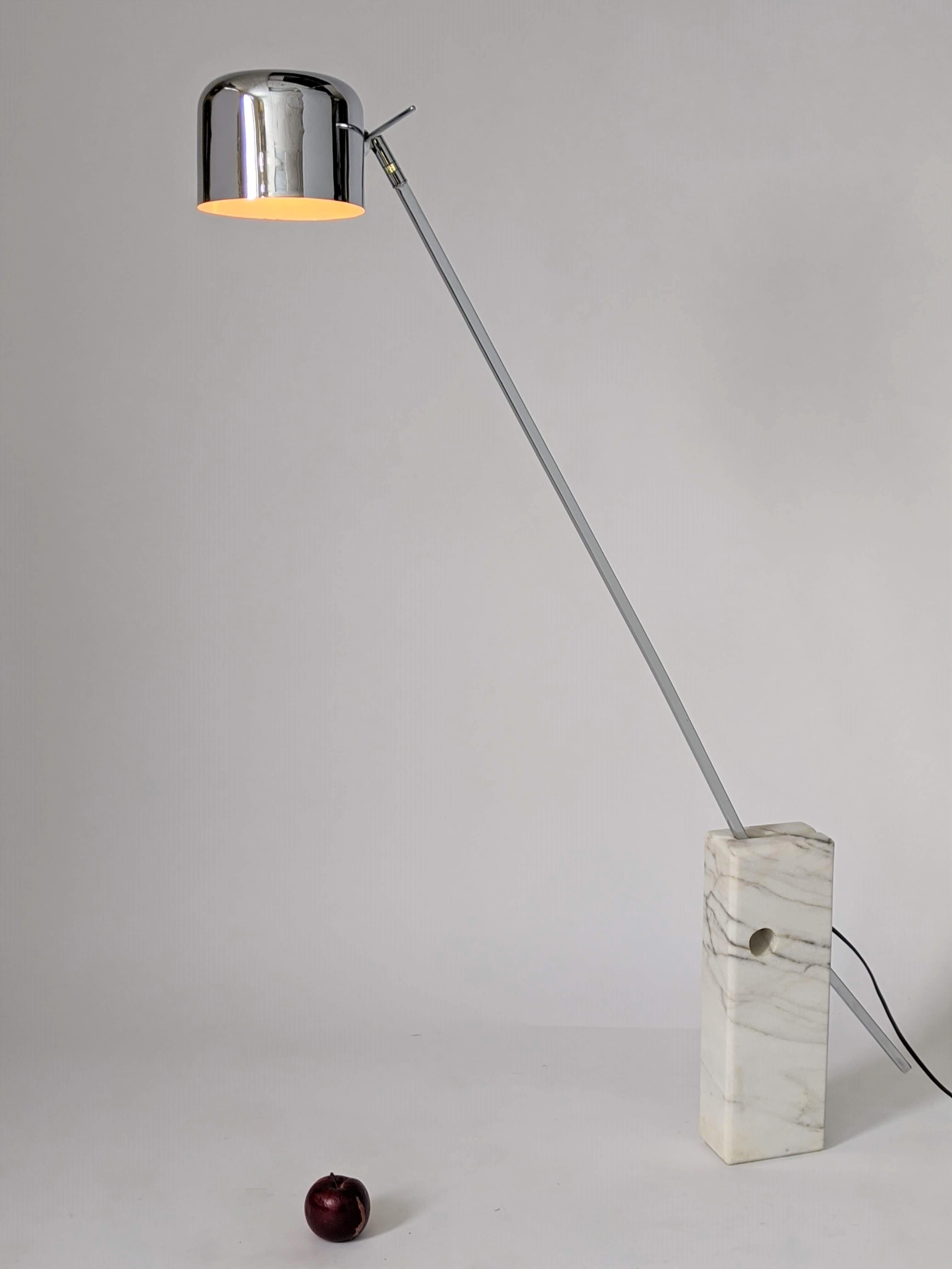 1970s Joe Colombo Style Chrome and Marble Floor/Table Lamp, Italy 4
