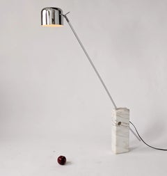 1970s Joe Colombo Style Chrome and Marble Floor Lamp, Italy