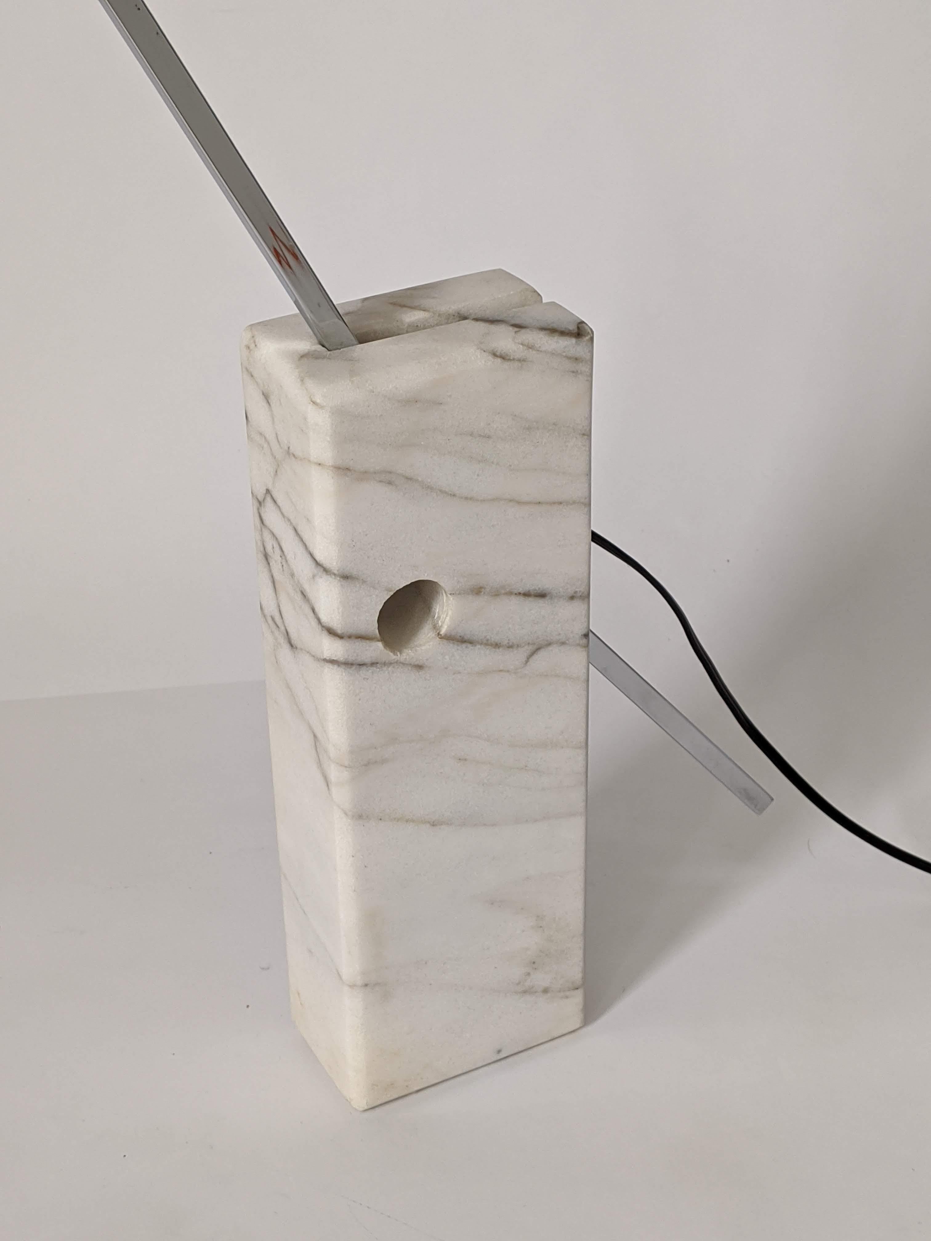 1970s Joe Colombo Style Chrome and Marble Floor Lamp, Italy For Sale 1