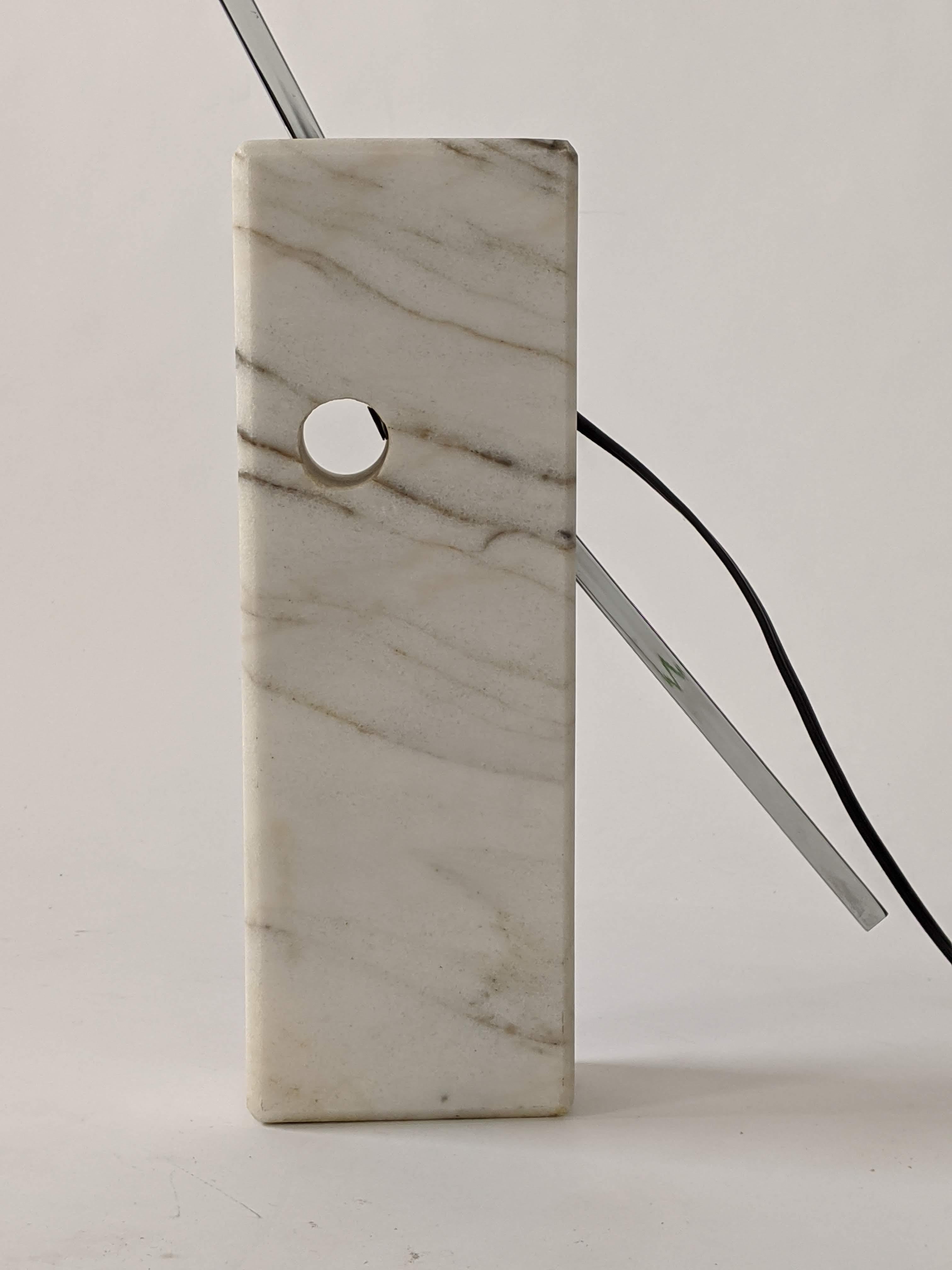 1970s Joe Colombo Style Chrome and Marble Floor Lamp, Italy For Sale 2