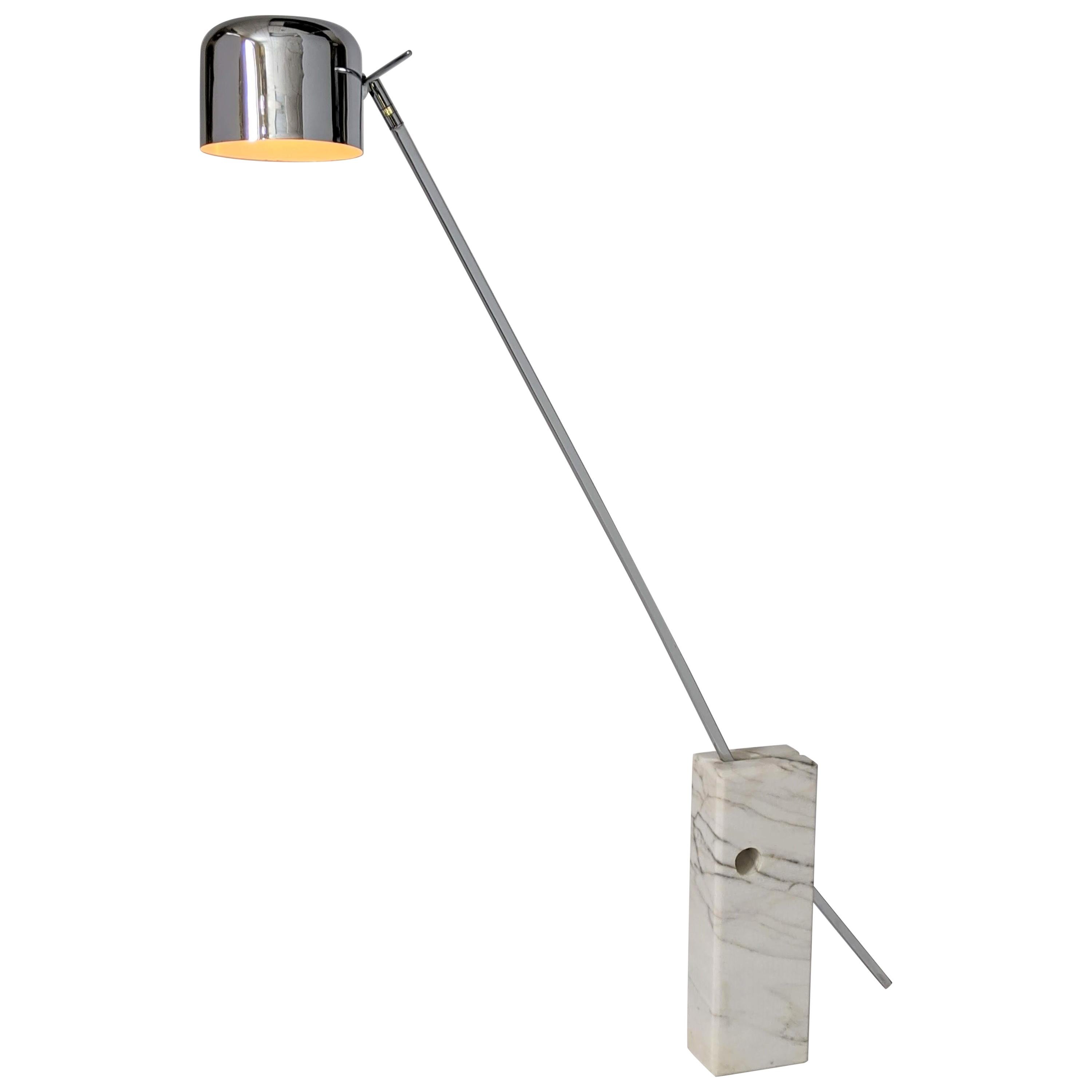 1970s Joe Colombo Style Chrome and Marble Floor/Table Lamp, Italy
