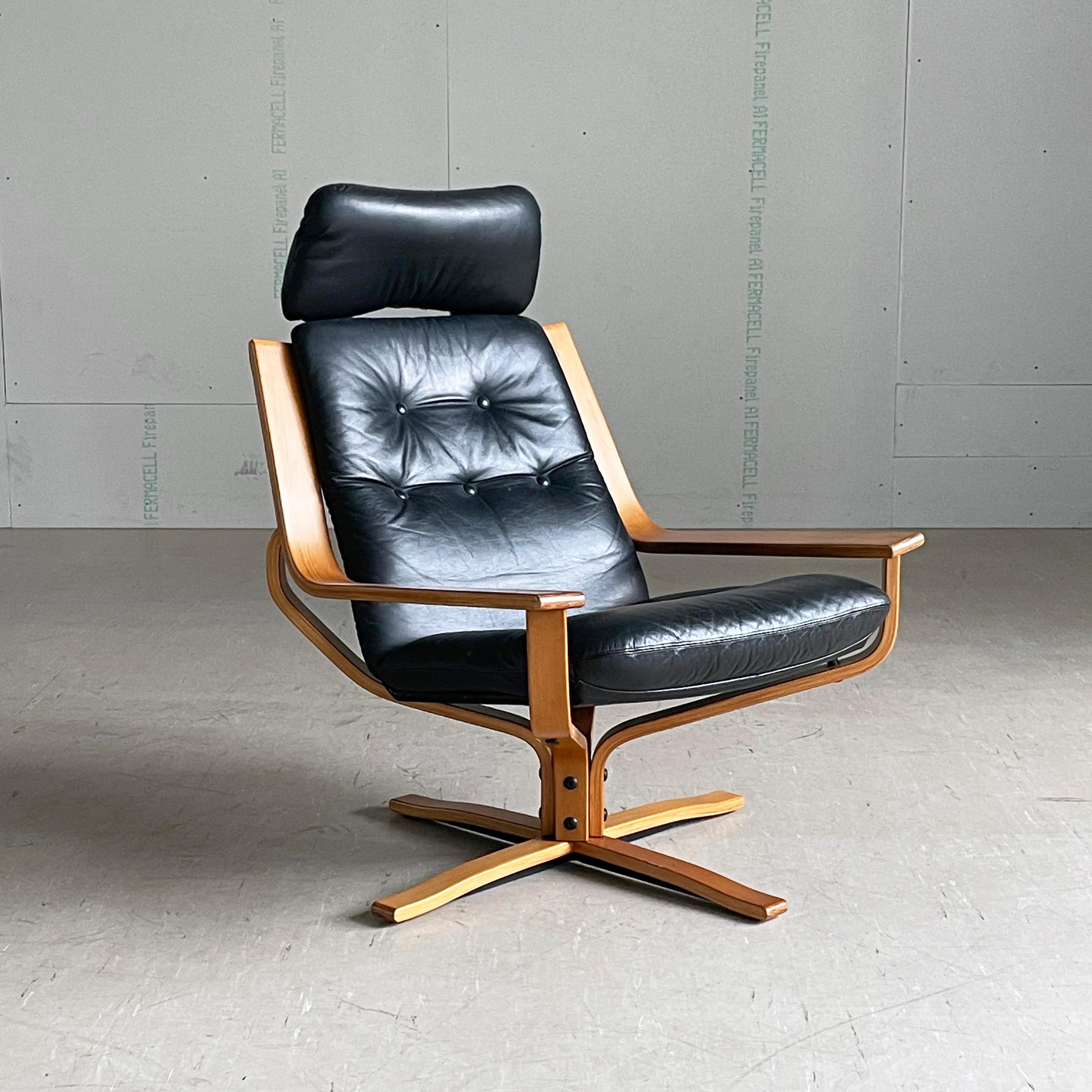 1970's Joe Rufenacht leather Lounge Chair For Sale 3