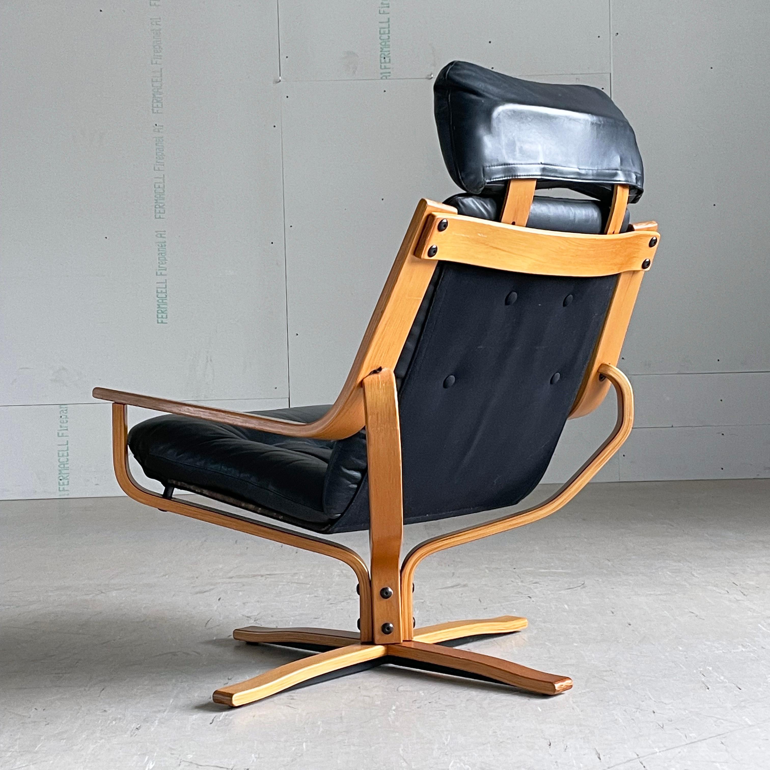 1970's Joe Rufenacht leather Lounge Chair For Sale 4