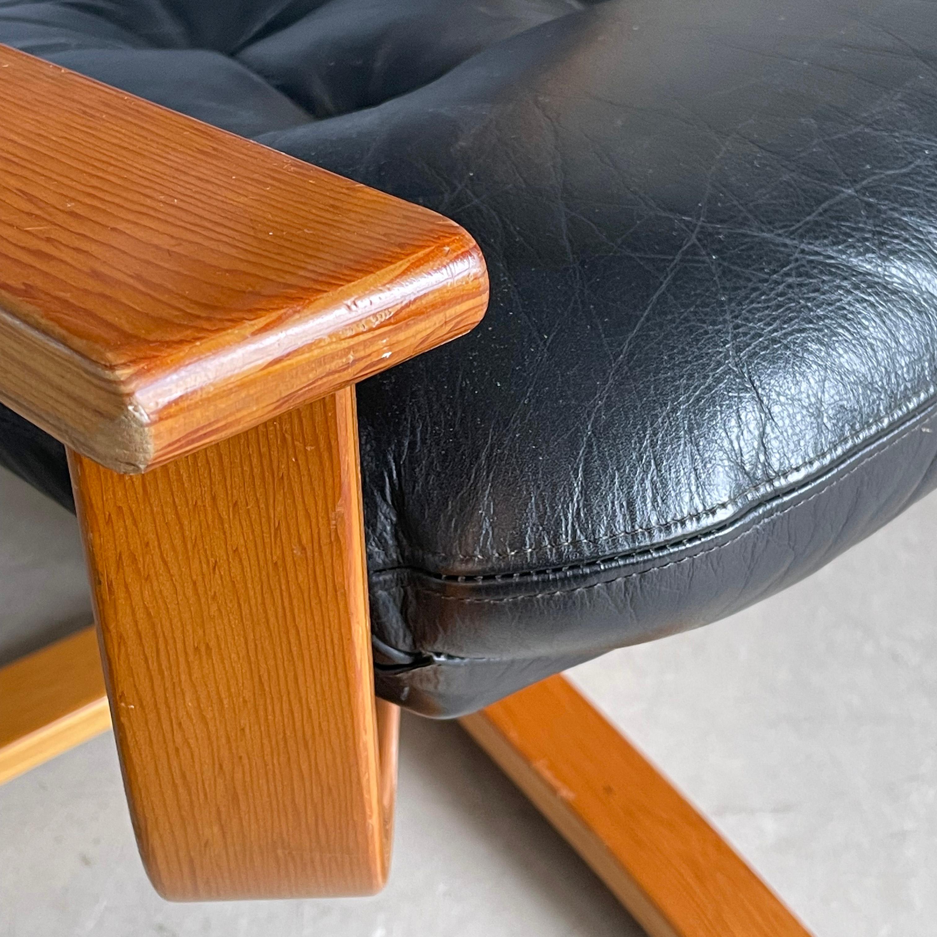 Leather 1970's Joe Rufenacht leather Lounge Chair For Sale