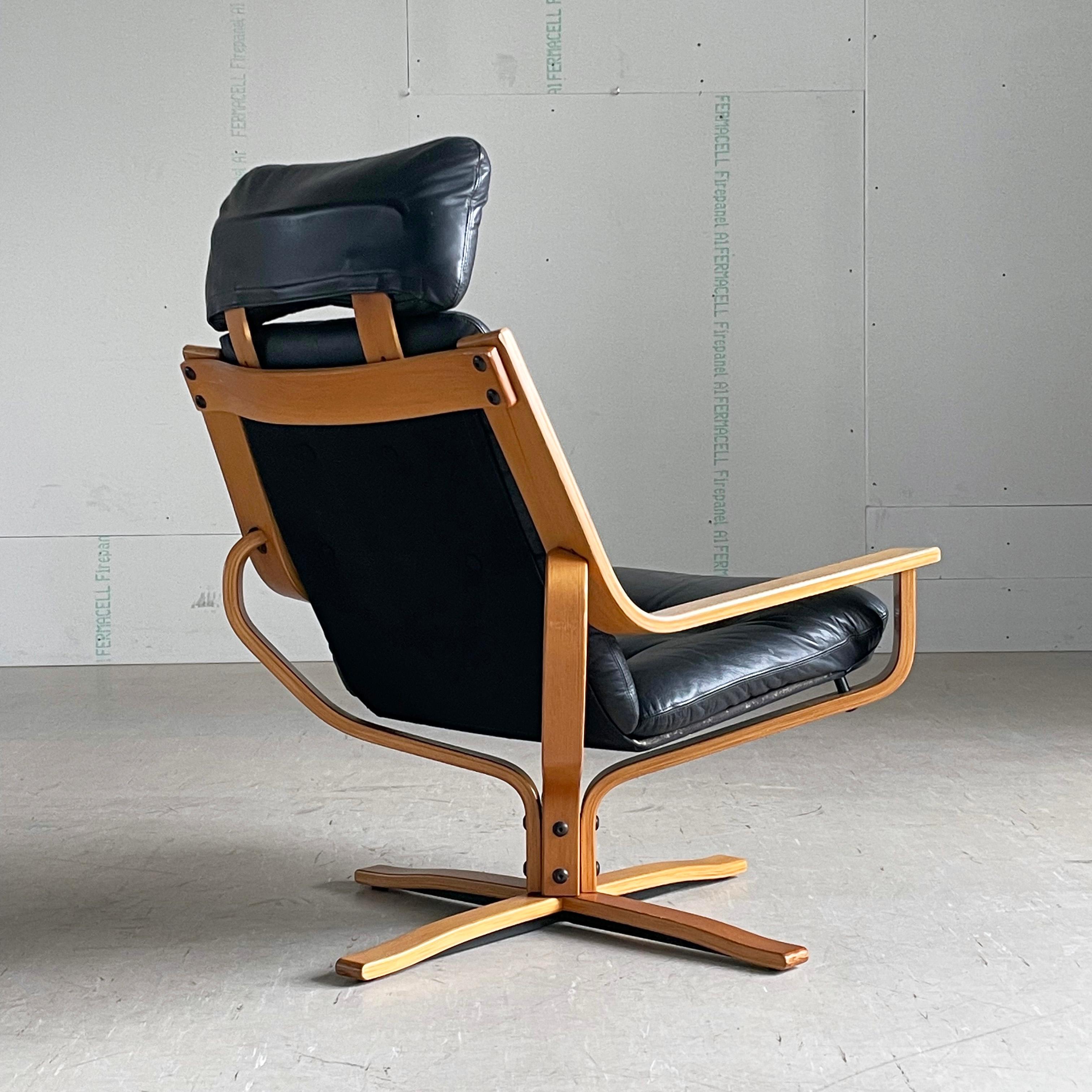 1970's Joe Rufenacht leather Lounge Chair For Sale 1