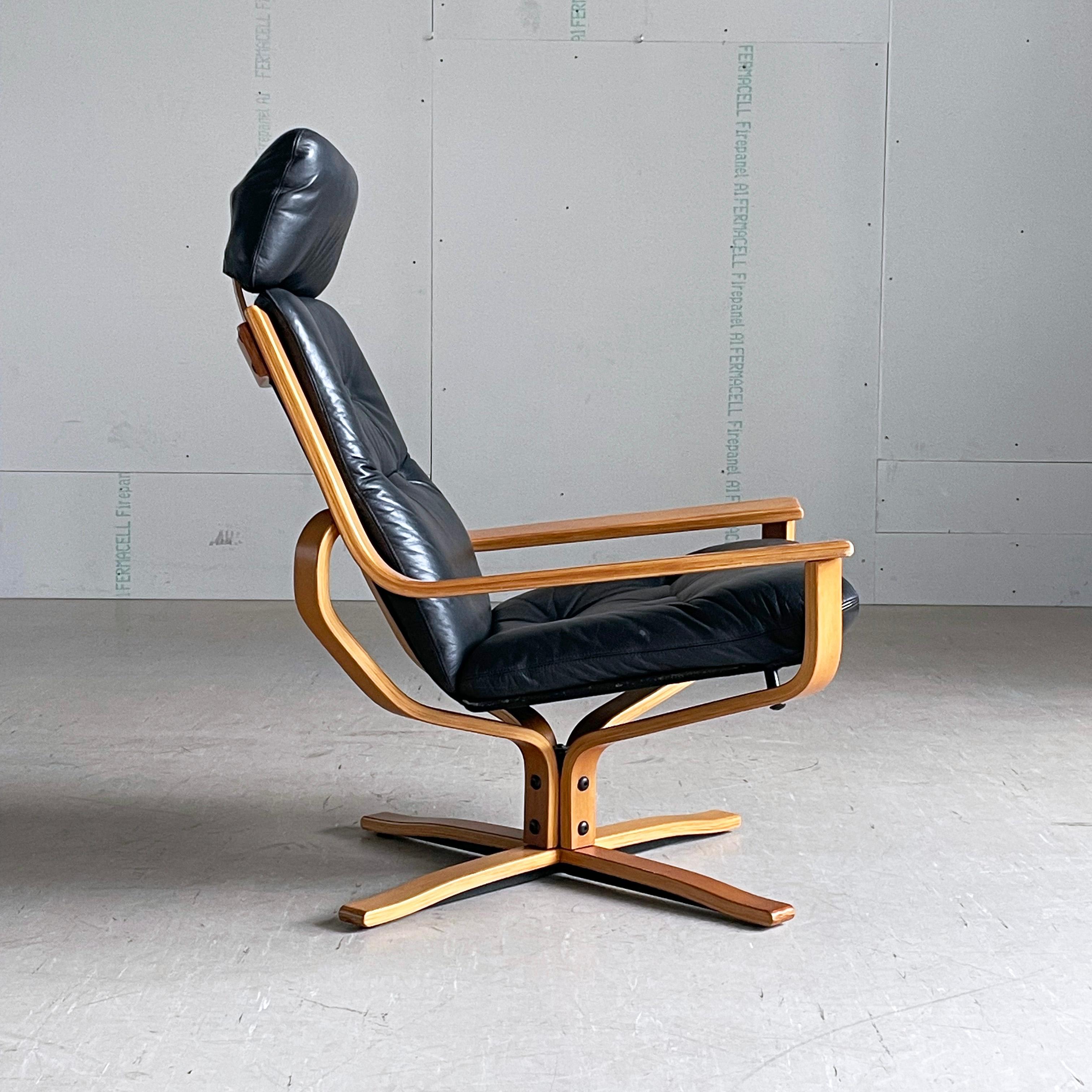 1970's Joe Rufenacht leather Lounge Chair For Sale 2