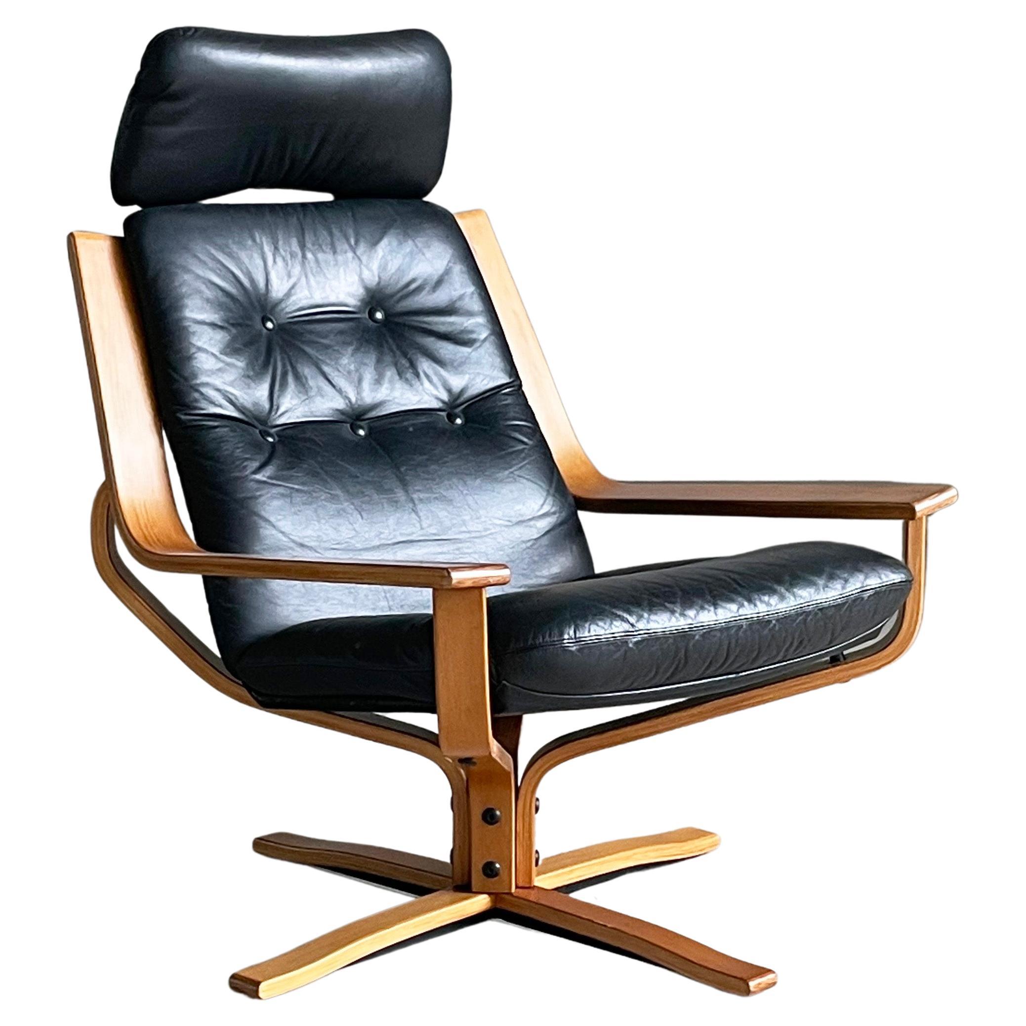 1970's Joe Rufenacht leather Lounge Chair For Sale