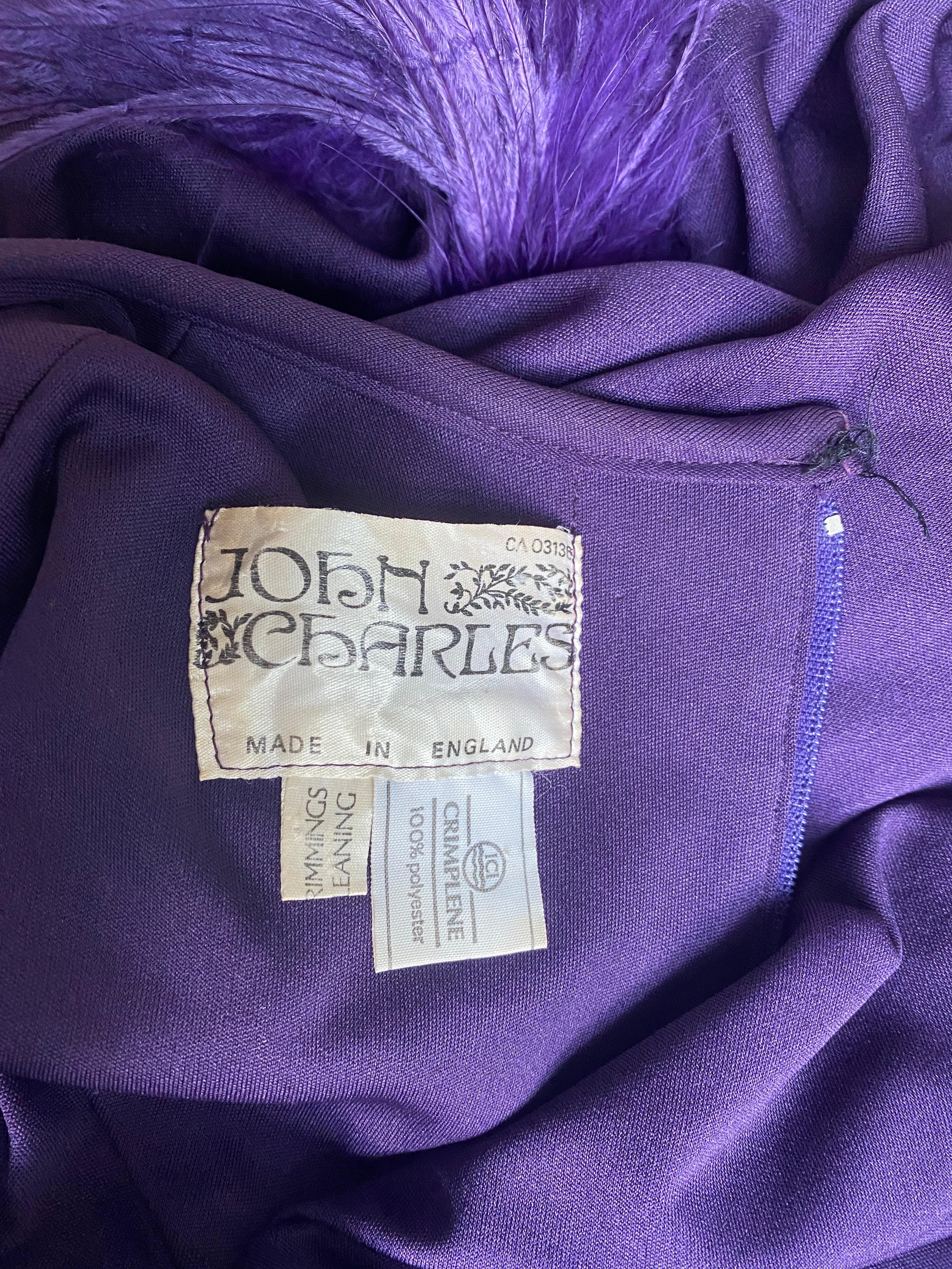 Women's 1970s John Charles Purple Jersey & Feather Trapeze Dress