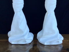 1970s John Dickinson Style Draped Plaster Table Lamps, a Pair