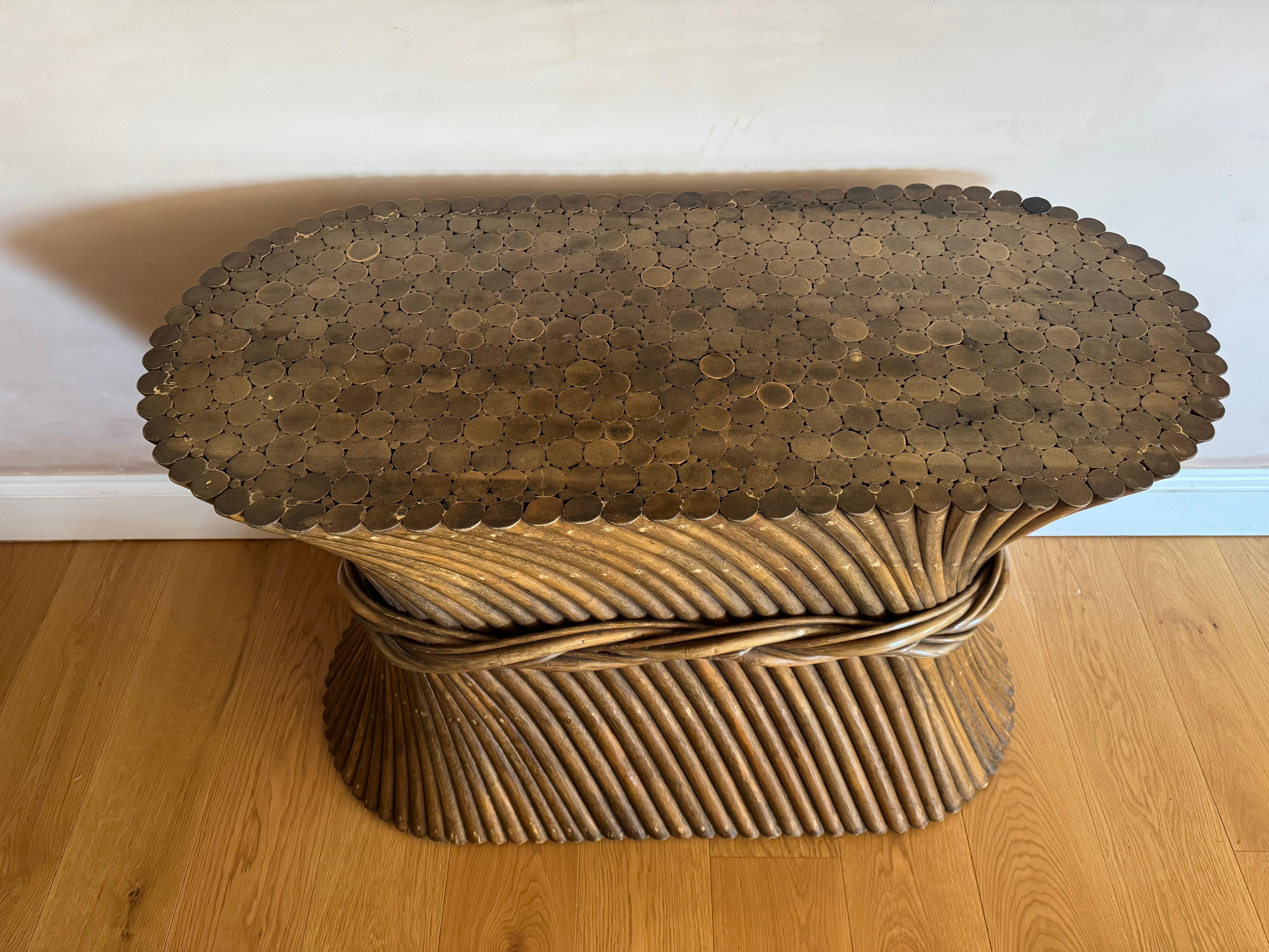 1970’s John & Elinor McGuire Wheatsheaf gathered dining table console In Good Condition For Sale In London, GB