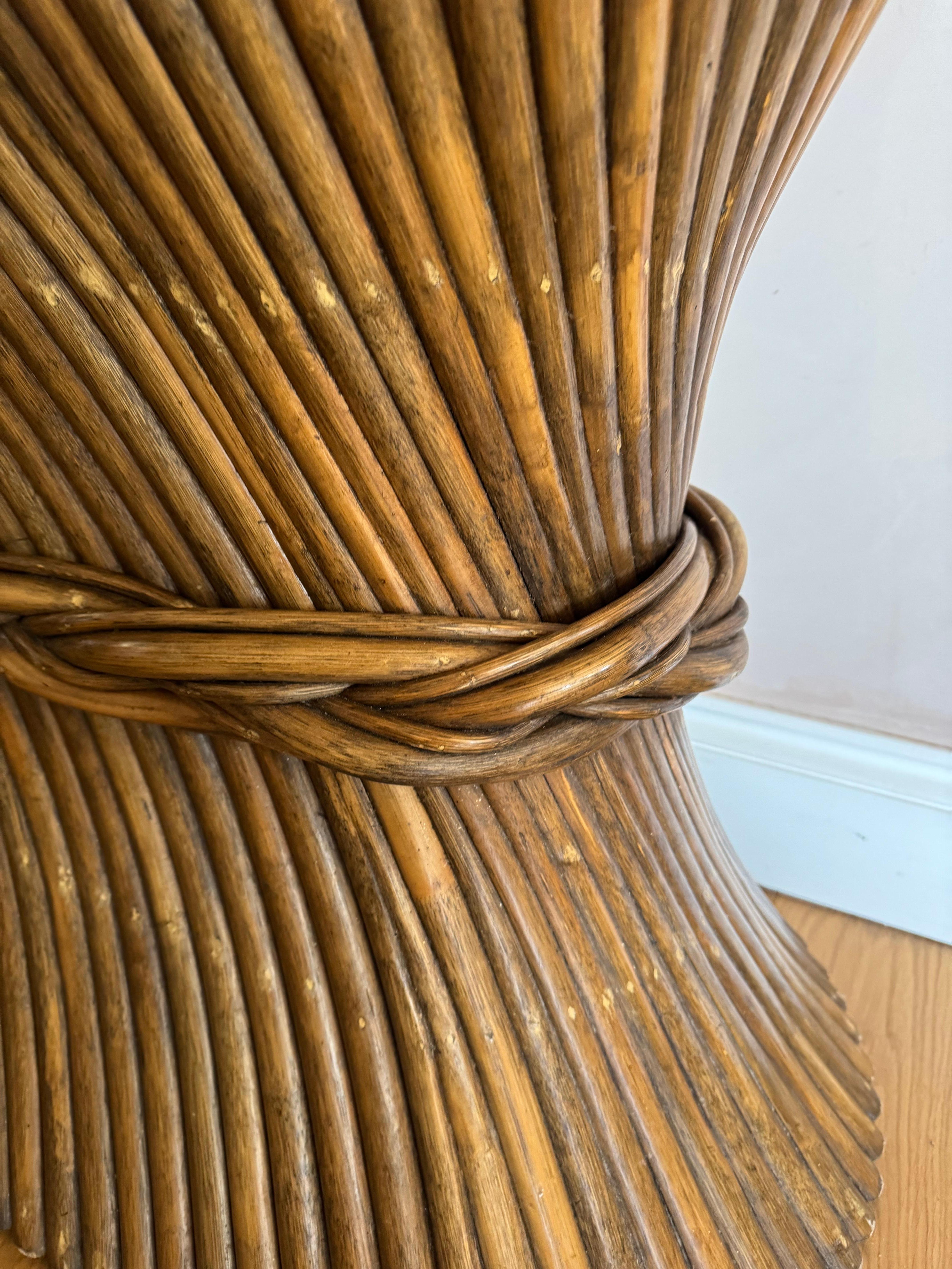 Bamboo 1970’s John & Elinor McGuire Wheatsheaf gathered dining table console For Sale