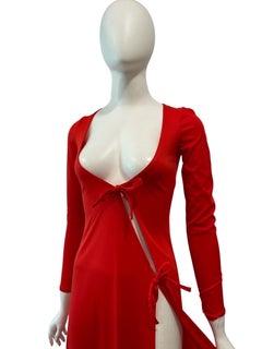 1970 John Kloss robe rouge avec fente et fente haute