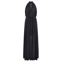 Maxivestido de punto negro con cinturón trenzado John Marks de los años 70