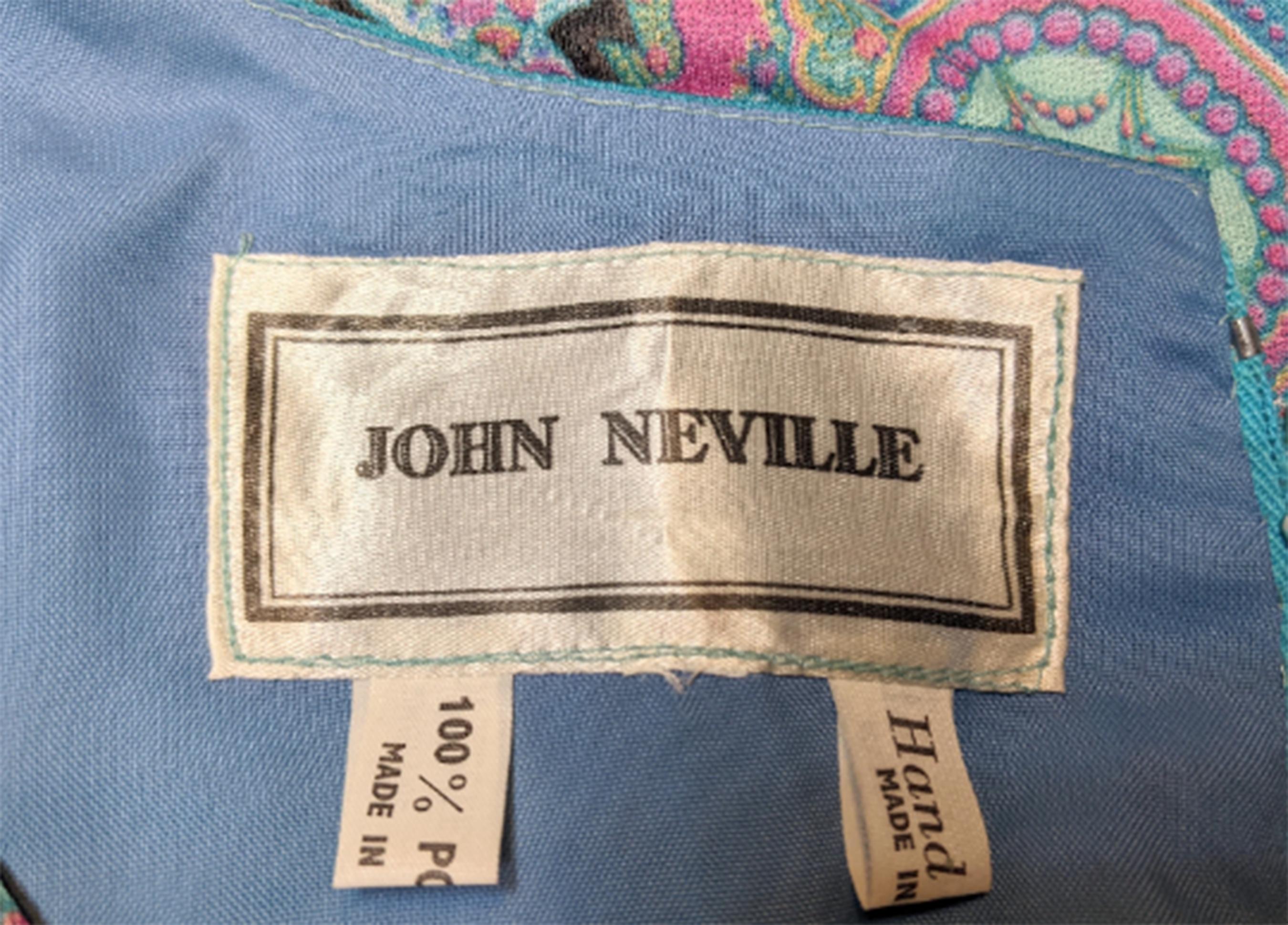 1970s John Neville Turquoise Paisley Print Maxi Dress For Sale 1