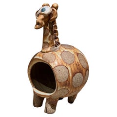 1970s John Pettus Giraffe Stoneware Art Pottery