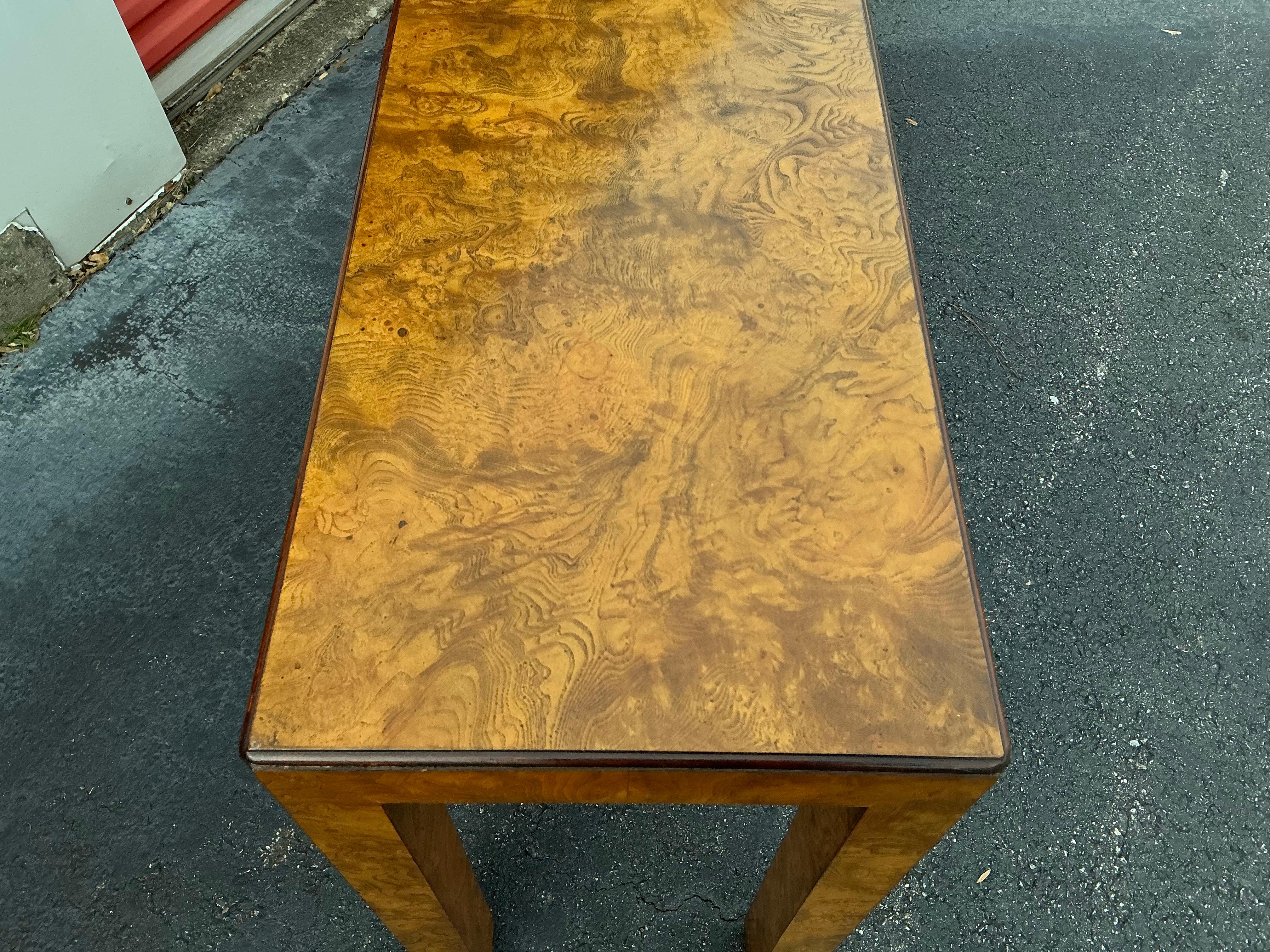 1970s John Widdicomb Modern Parsons Style Burl Wood Console Table 5