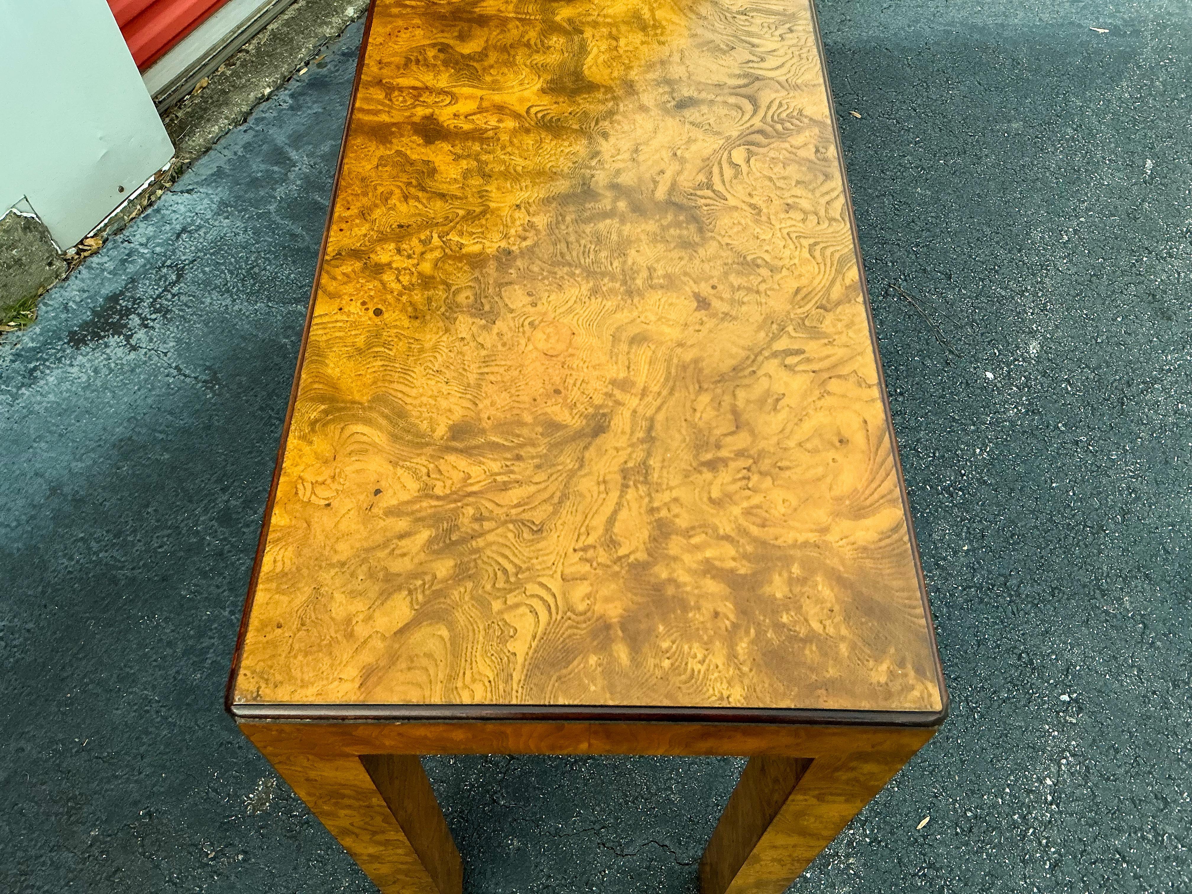 1970s John Widdicomb Modern Parsons Style Burl Wood Console Table 8