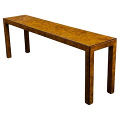 Mesa consola de madera burl estilo Parsons John Widdicomb de los años 70