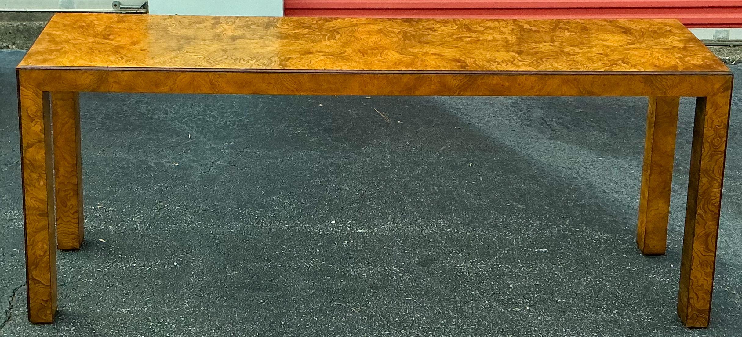 1970s John Widdicomb Modern Parsons Style Burl Wood Console Table 3