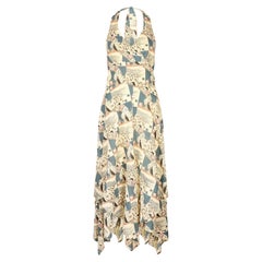 1970s Jon Adam Cotton Novelty Print Halter Neck Dress