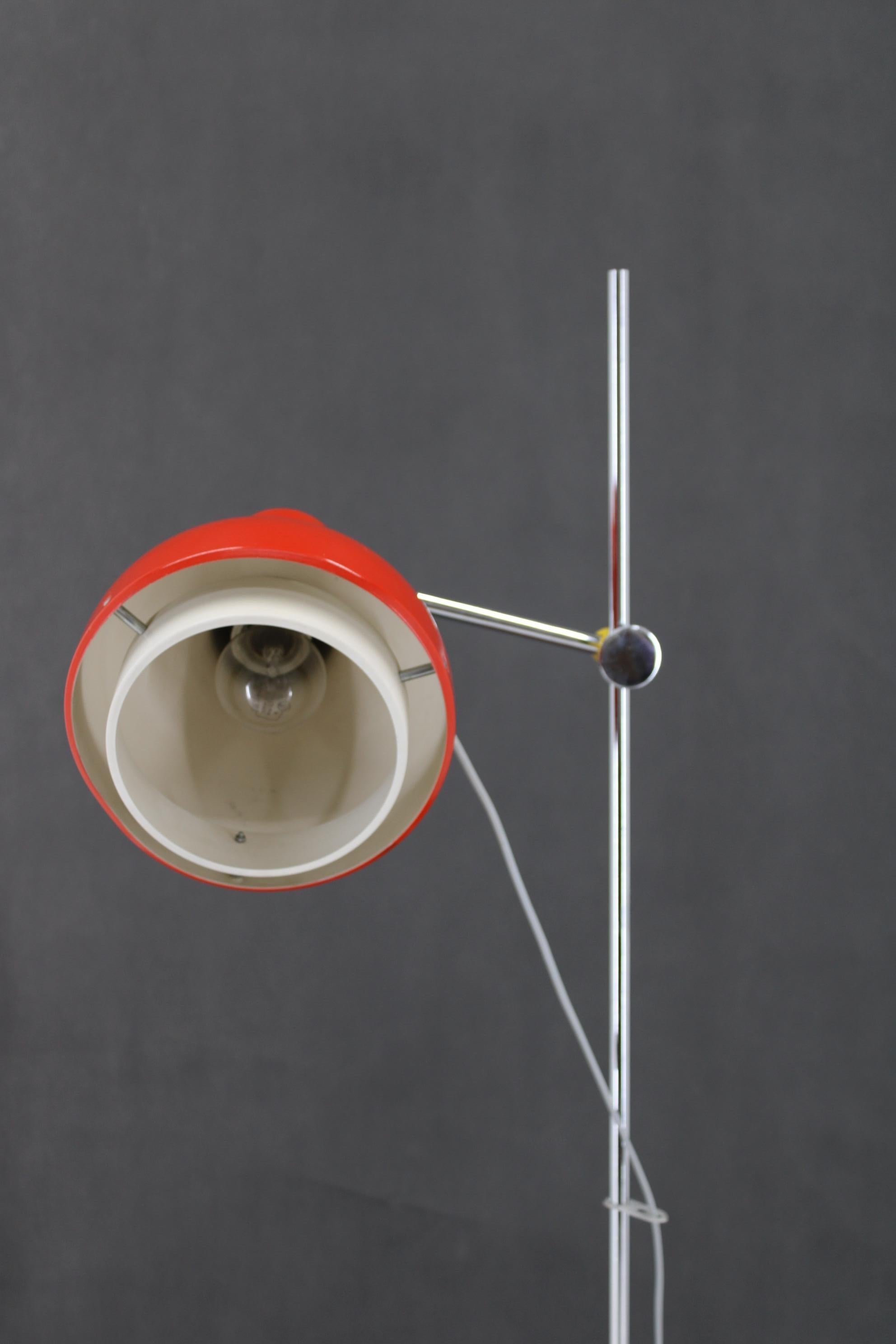 1970s Josef Hurka Red Floor Lamp, Czechoslovakia For Sale 4