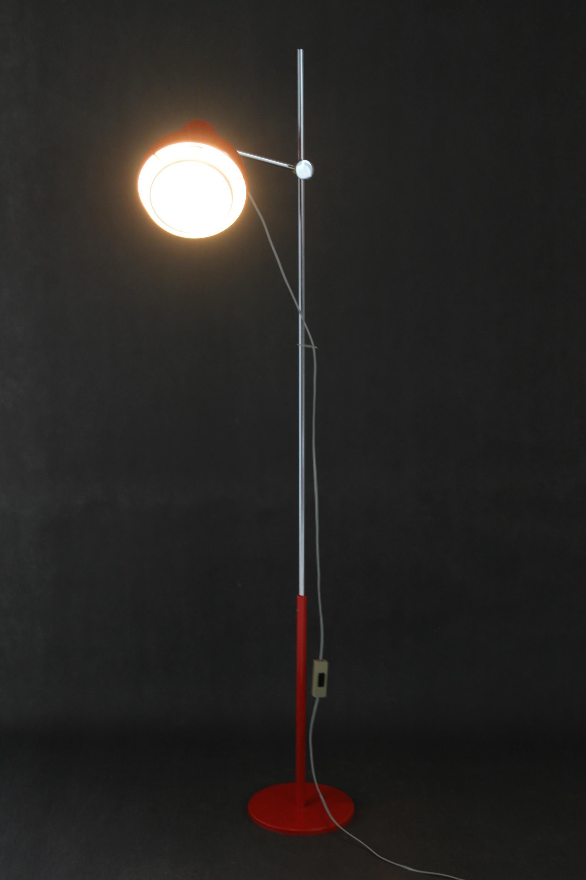 1970s Josef Hurka Red Floor Lamp, Czechoslovakia For Sale 6
