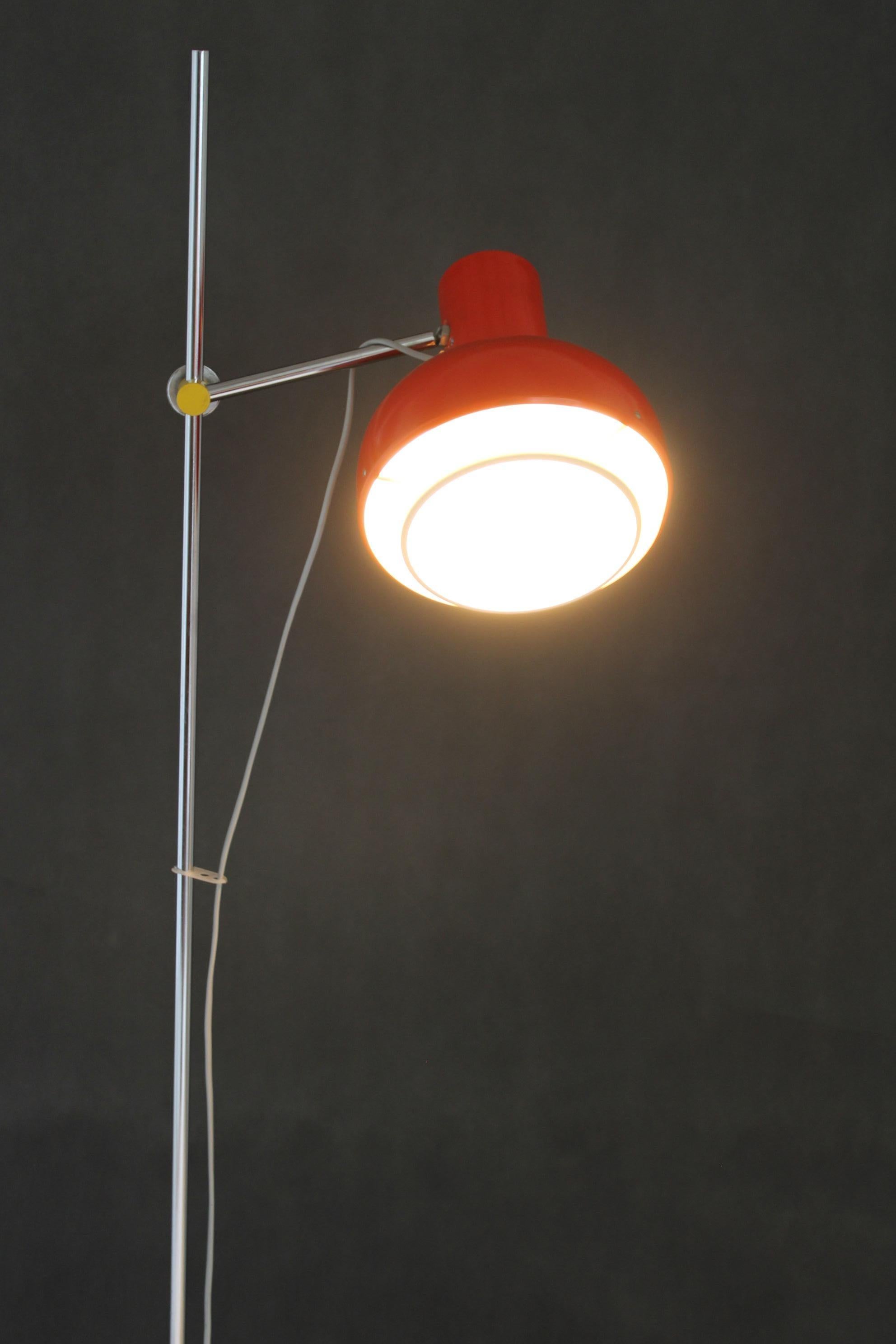 1970s Josef Hurka Red Floor Lamp, Czechoslovakia For Sale 8