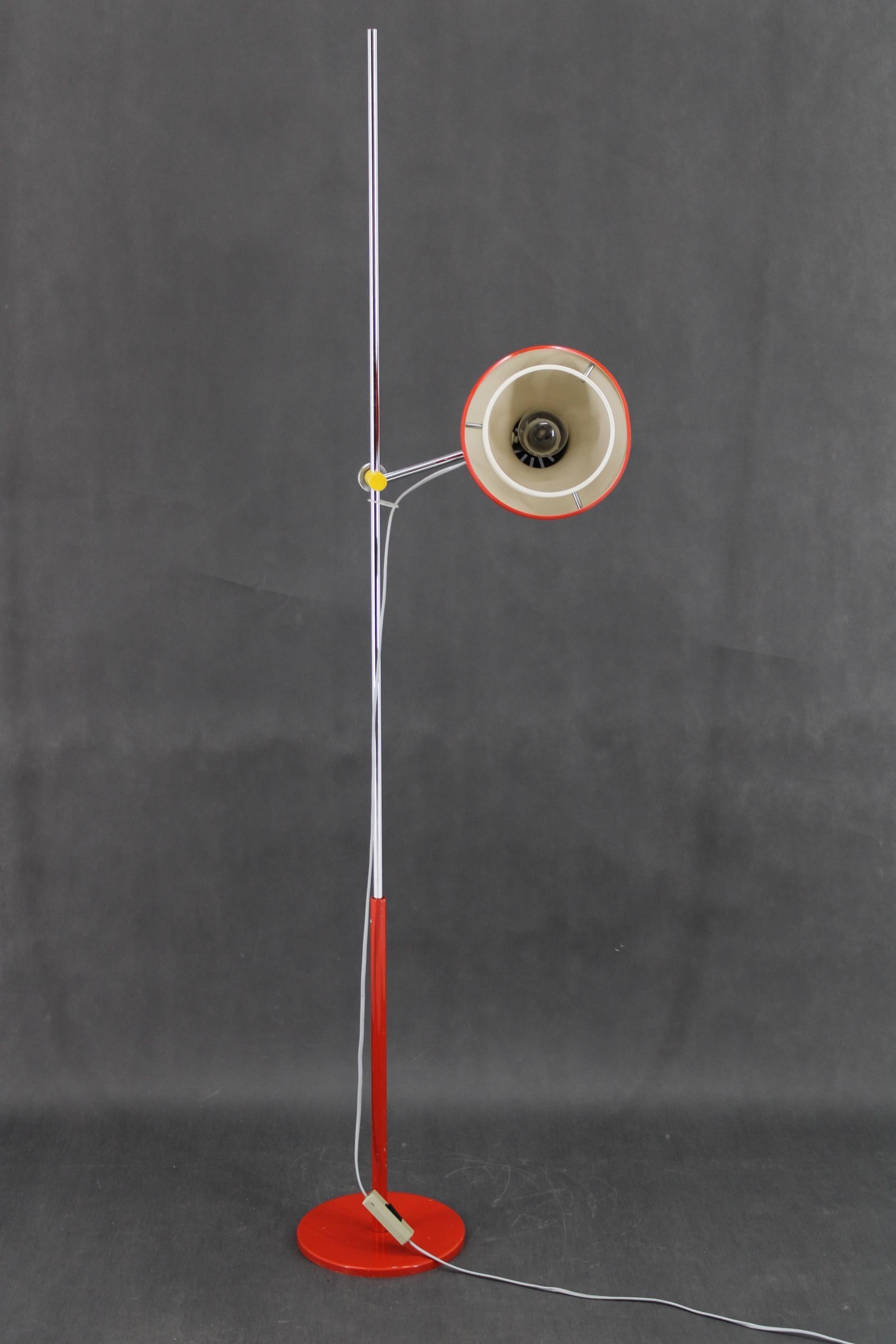 1970s Josef Hurka Red Floor Lamp, Czechoslovakia In Good Condition For Sale In Praha, CZ