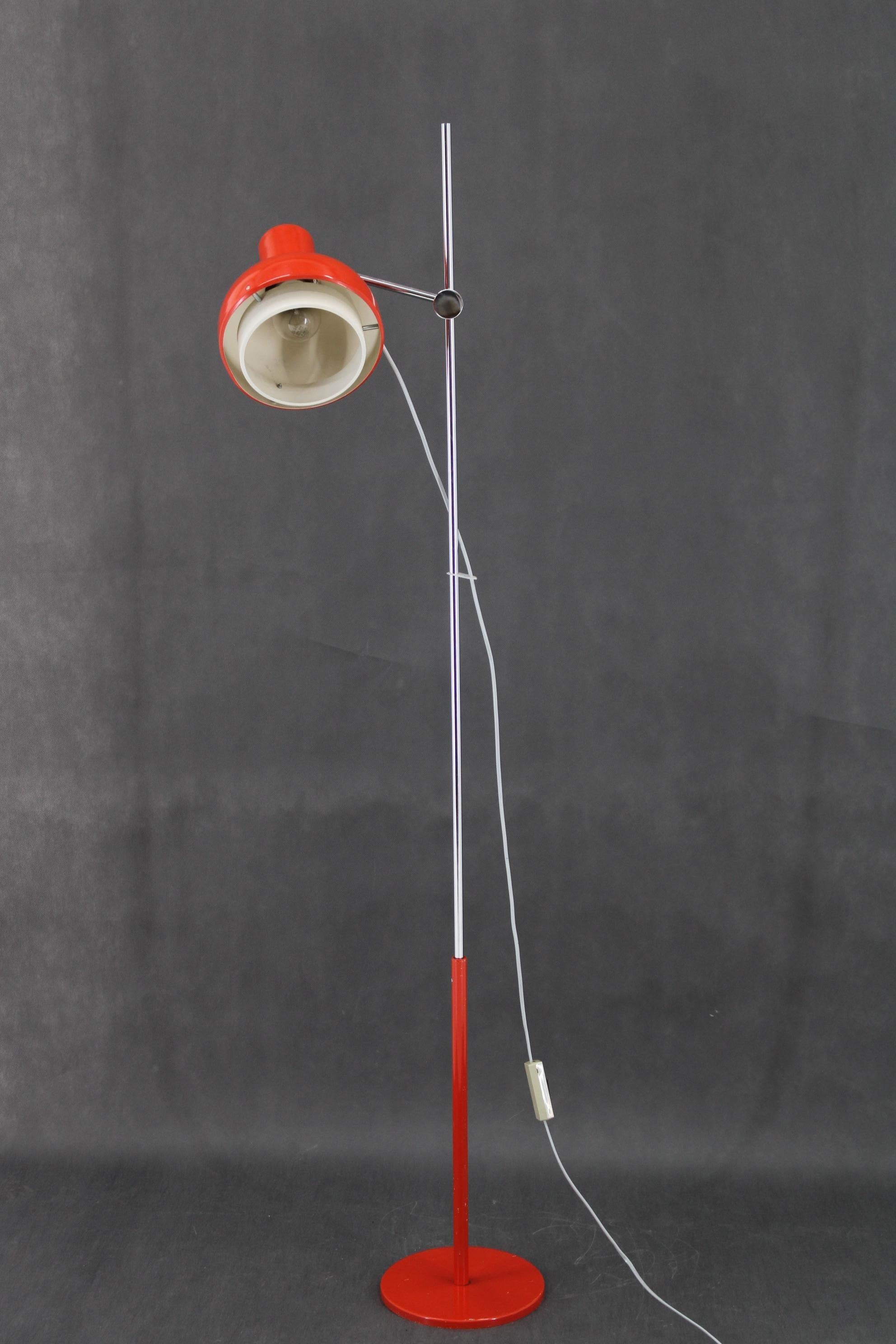 Late 20th Century 1970s Josef Hurka Red Floor Lamp, Czechoslovakia For Sale