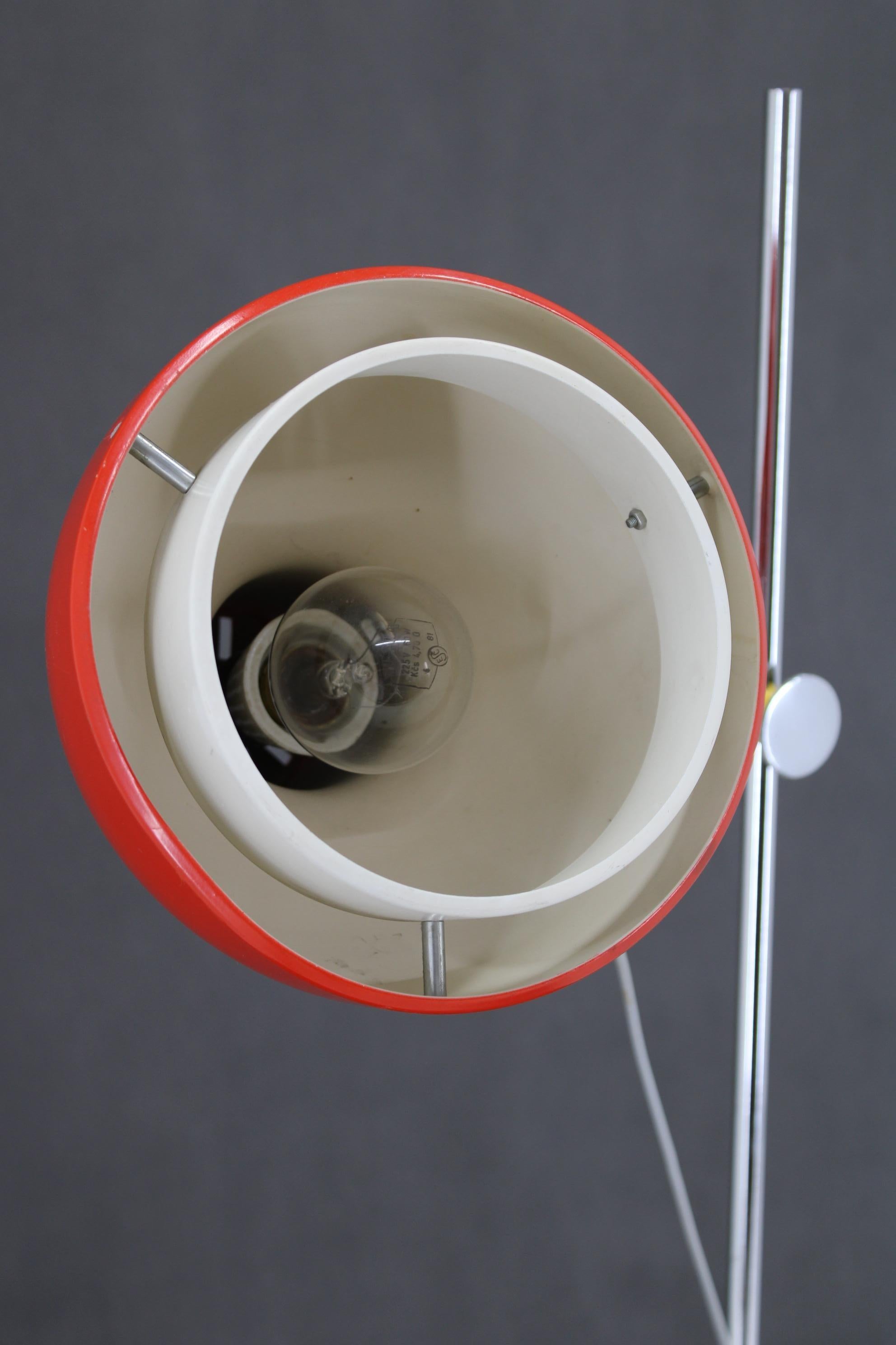 1970s Josef Hurka Red Floor Lamp, Czechoslovakia For Sale 3