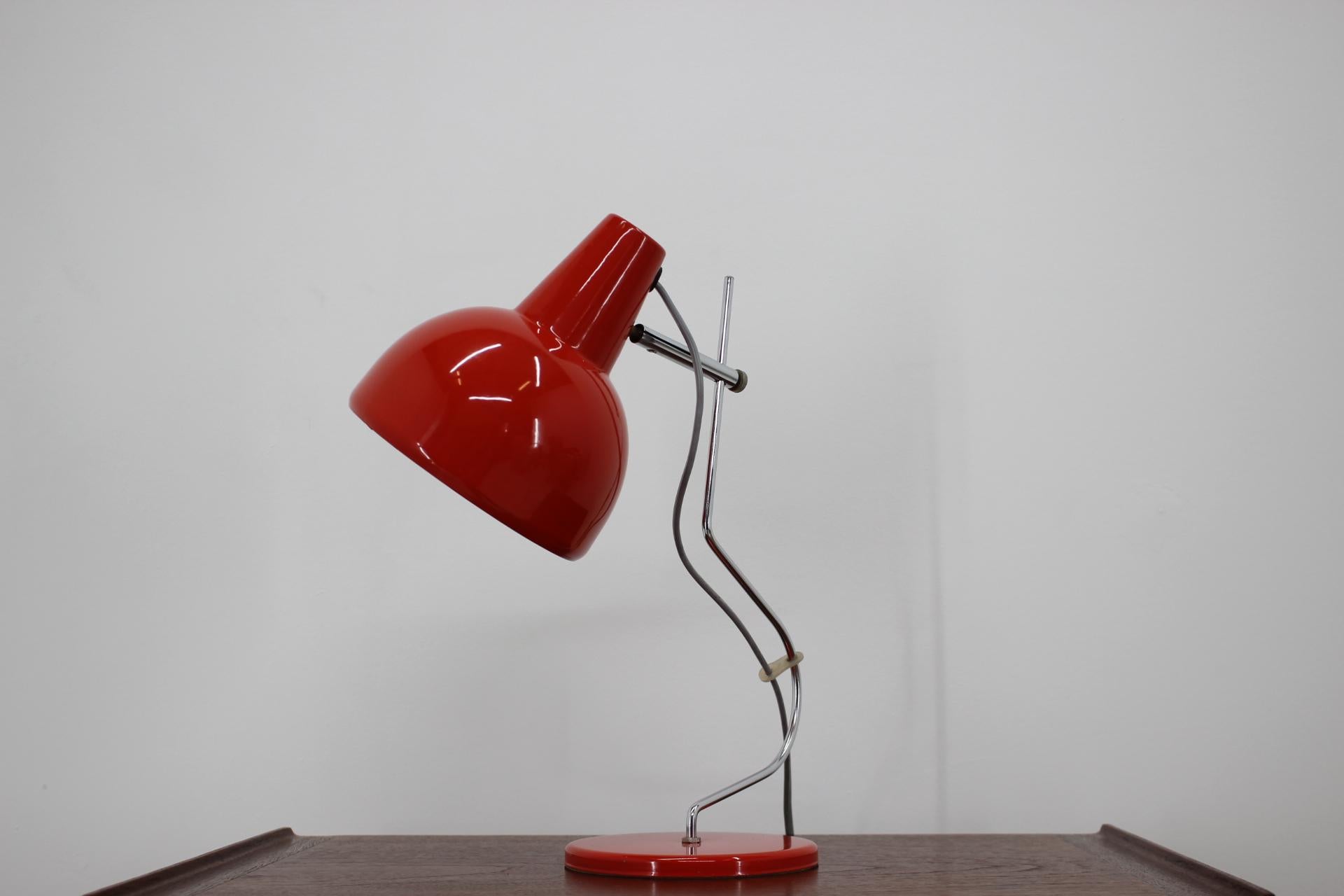 Mid-Century Modern 1970s Josef Hurka Red Table Lamp for Lidokov, Czechoslovakia For Sale
